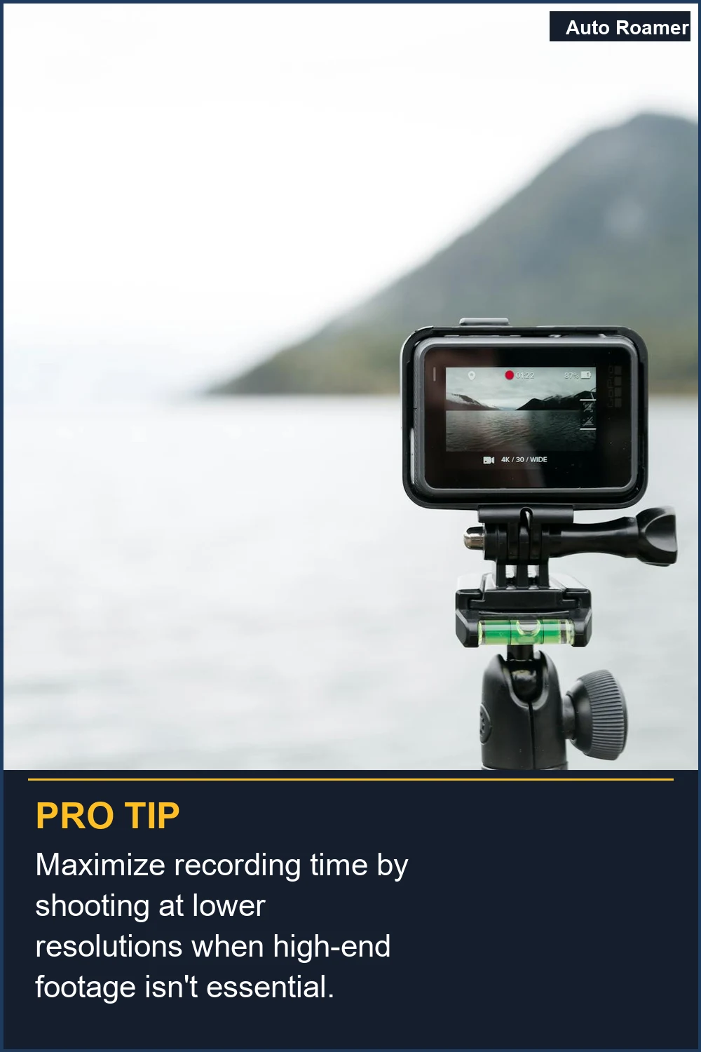 Maximize recording time by shooting at lower resolutions when high-end footage isn't essential.