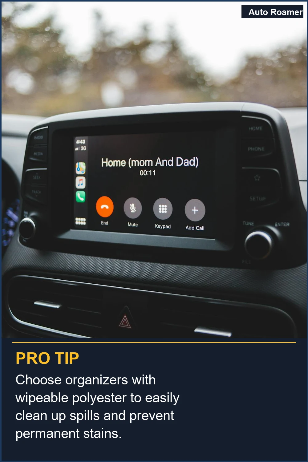 Choose organizers with wipeable polyester to easily clean up spills and prevent permanent stains.