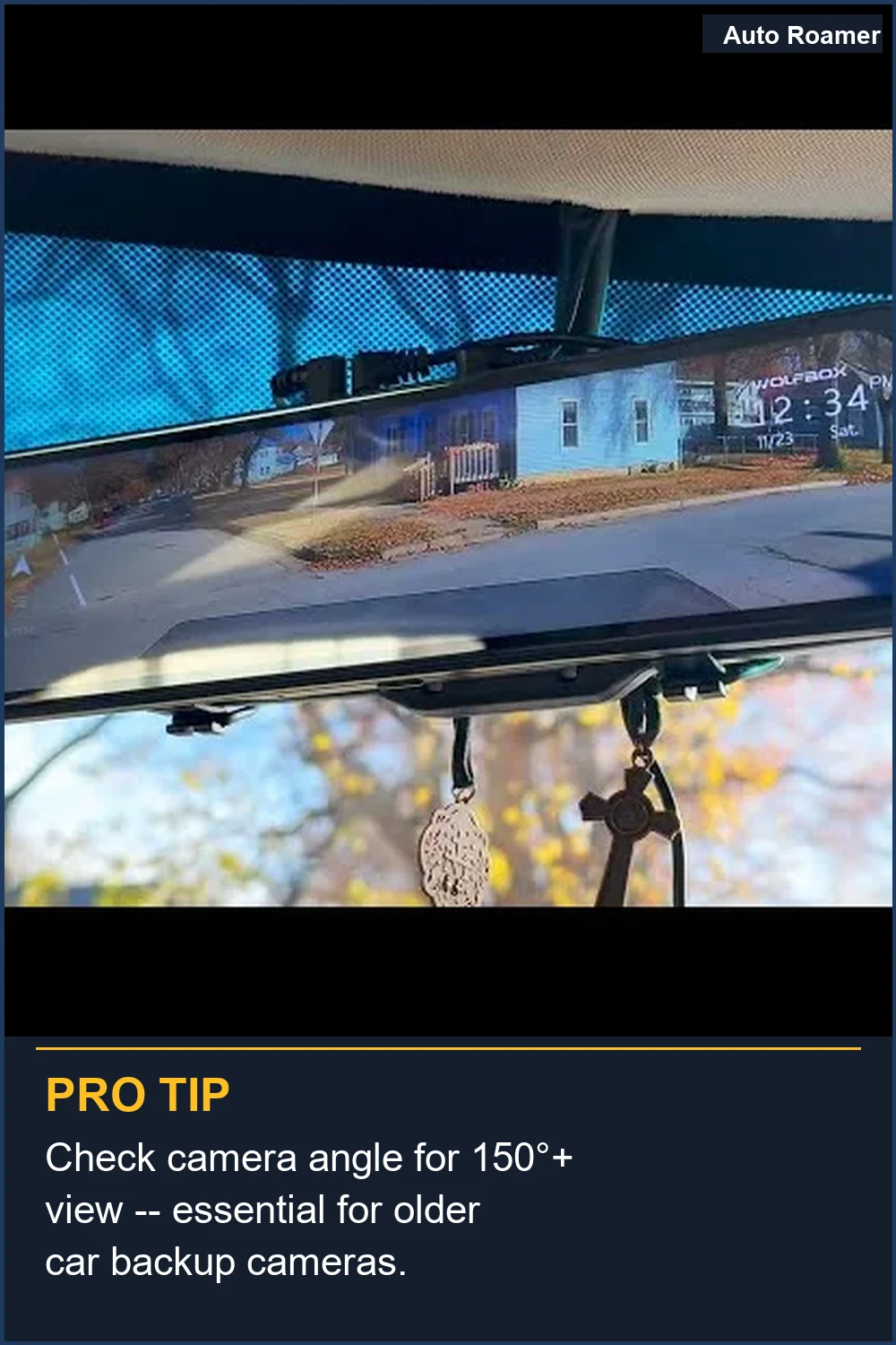 Check camera angle for 150°+ view -- essential for older car backup cameras.