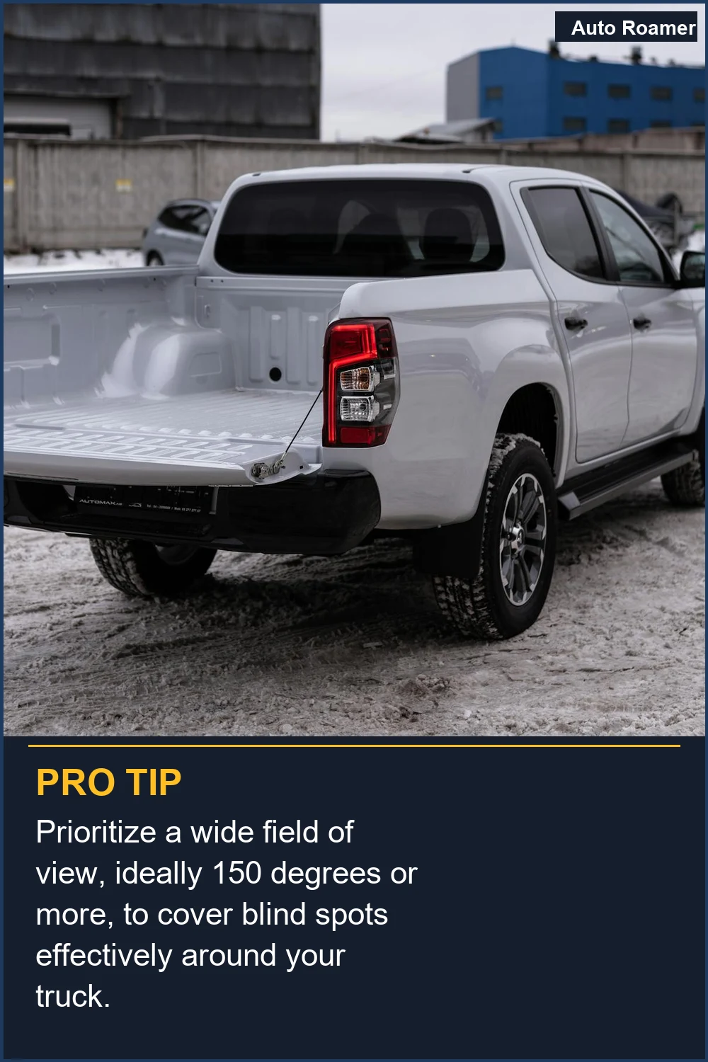 Prioritize a wide field of view, ideally 150 degrees or more, to cover blind spots effectively around your truck.