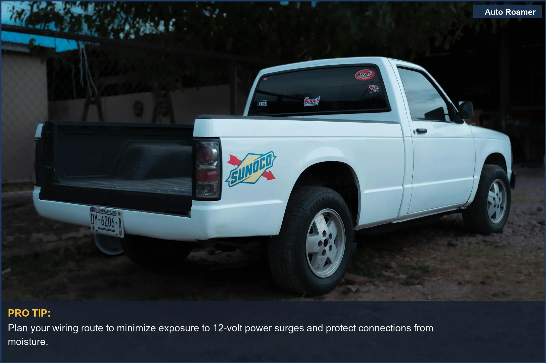 Easy to install backup camera for older trucks, a white pickup with Sunoco branding in Mexico.