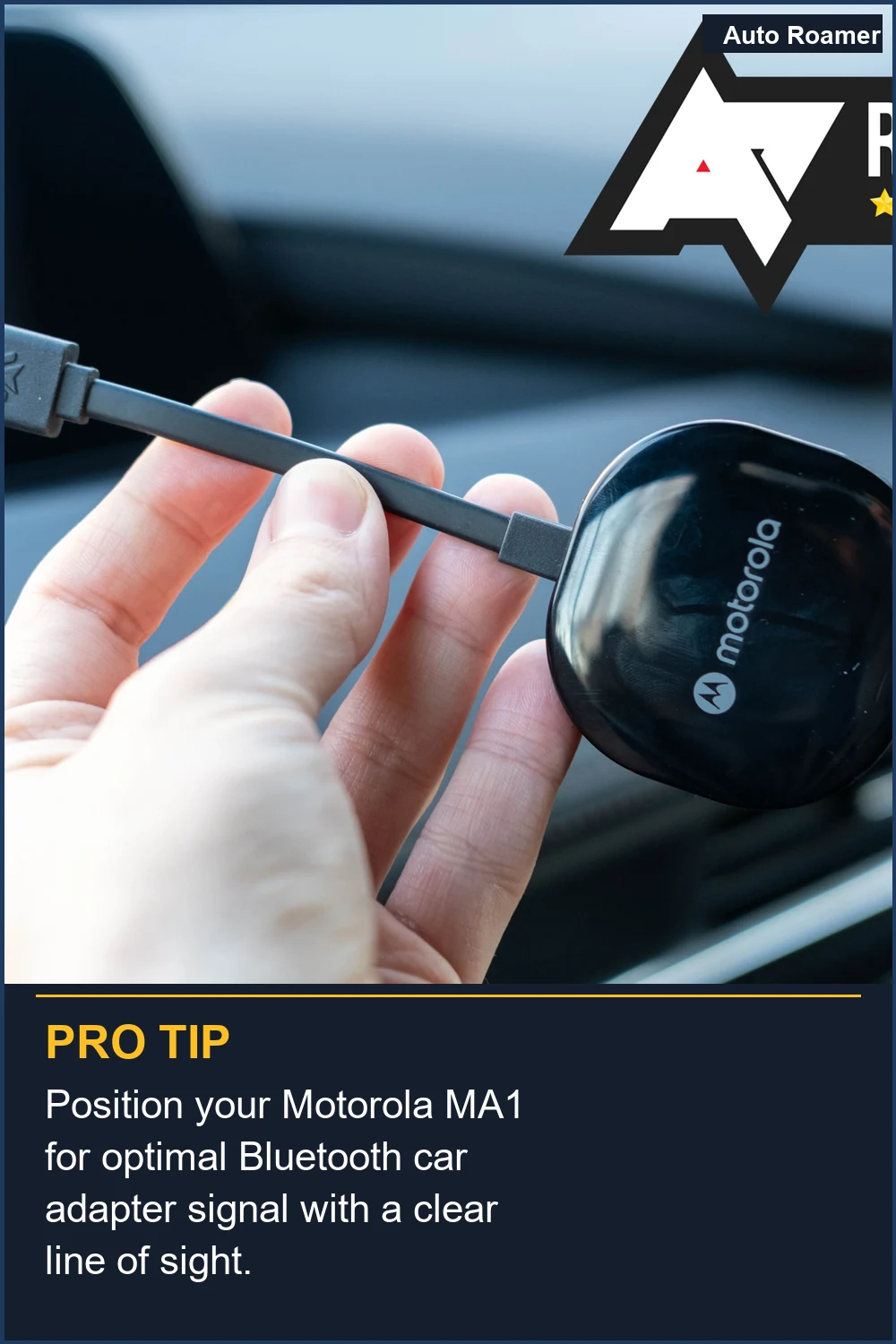 Position your Motorola MA1 for optimal Bluetooth car adapter signal with a clear line of sight.