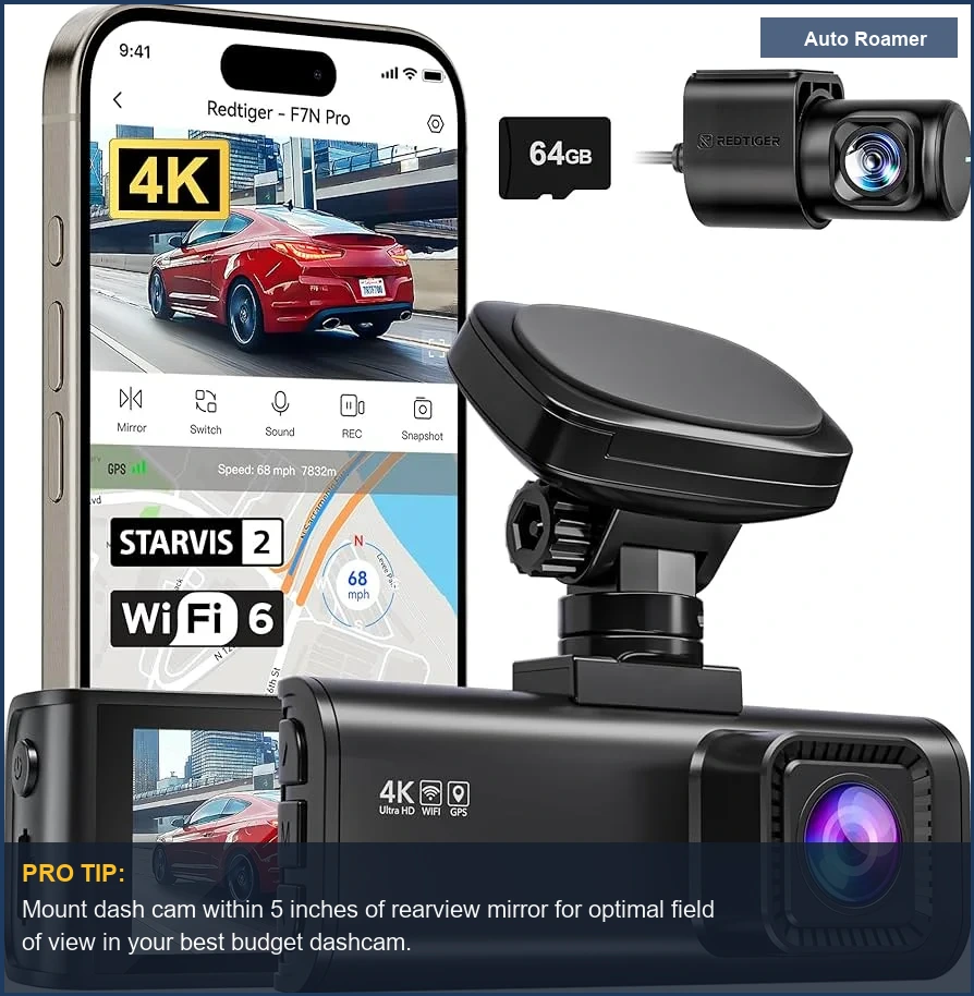 REDTIGER 4K Dash Cam Front Rear, STARVIS 2 Sensor, Free