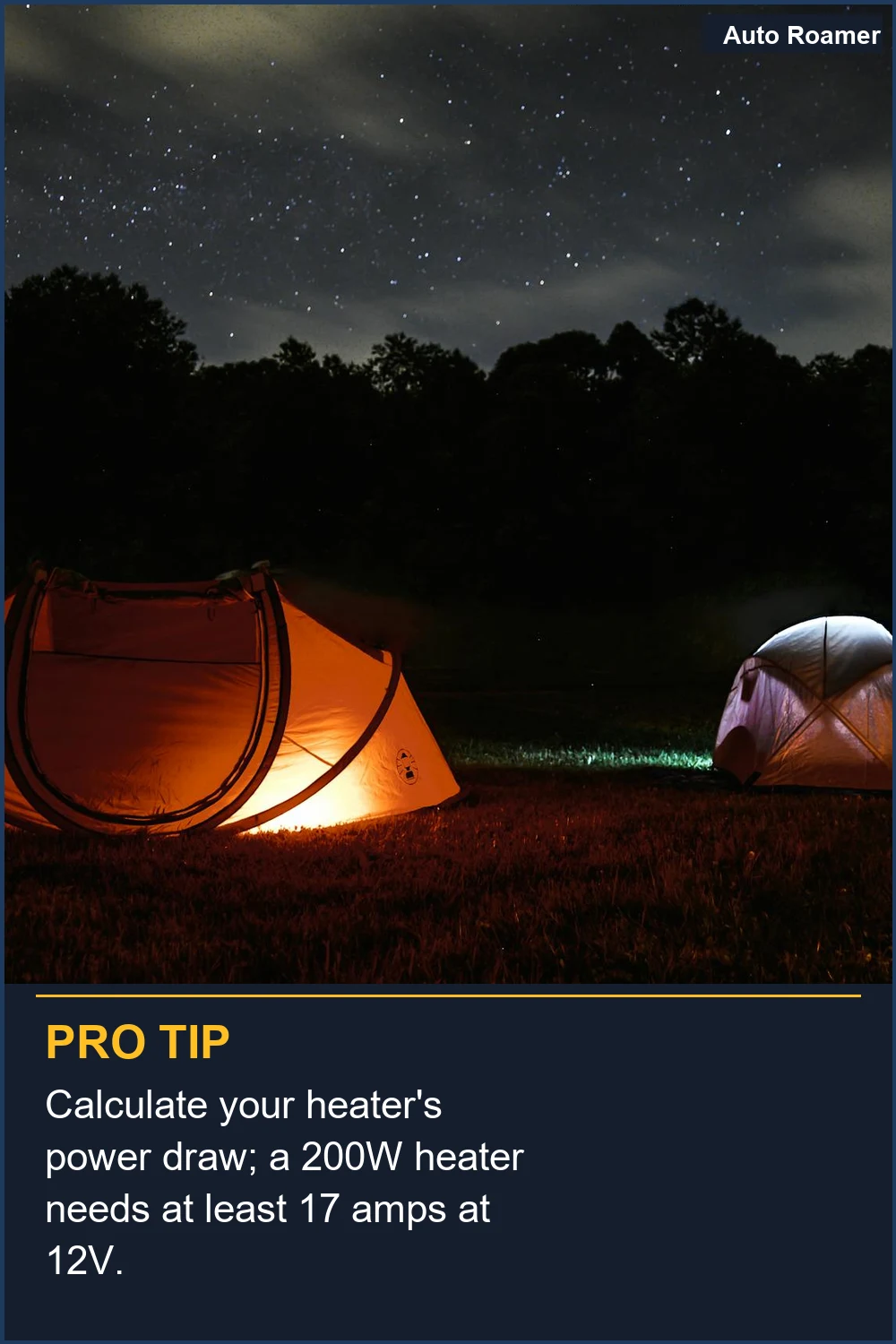 Calculate your heater's power draw; a 200W heater needs at least 17 amps at 12V.