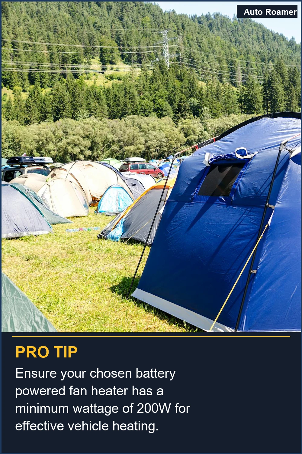 Ensure your chosen battery powered fan heater has a minimum wattage of 200W for effective vehicle heating.