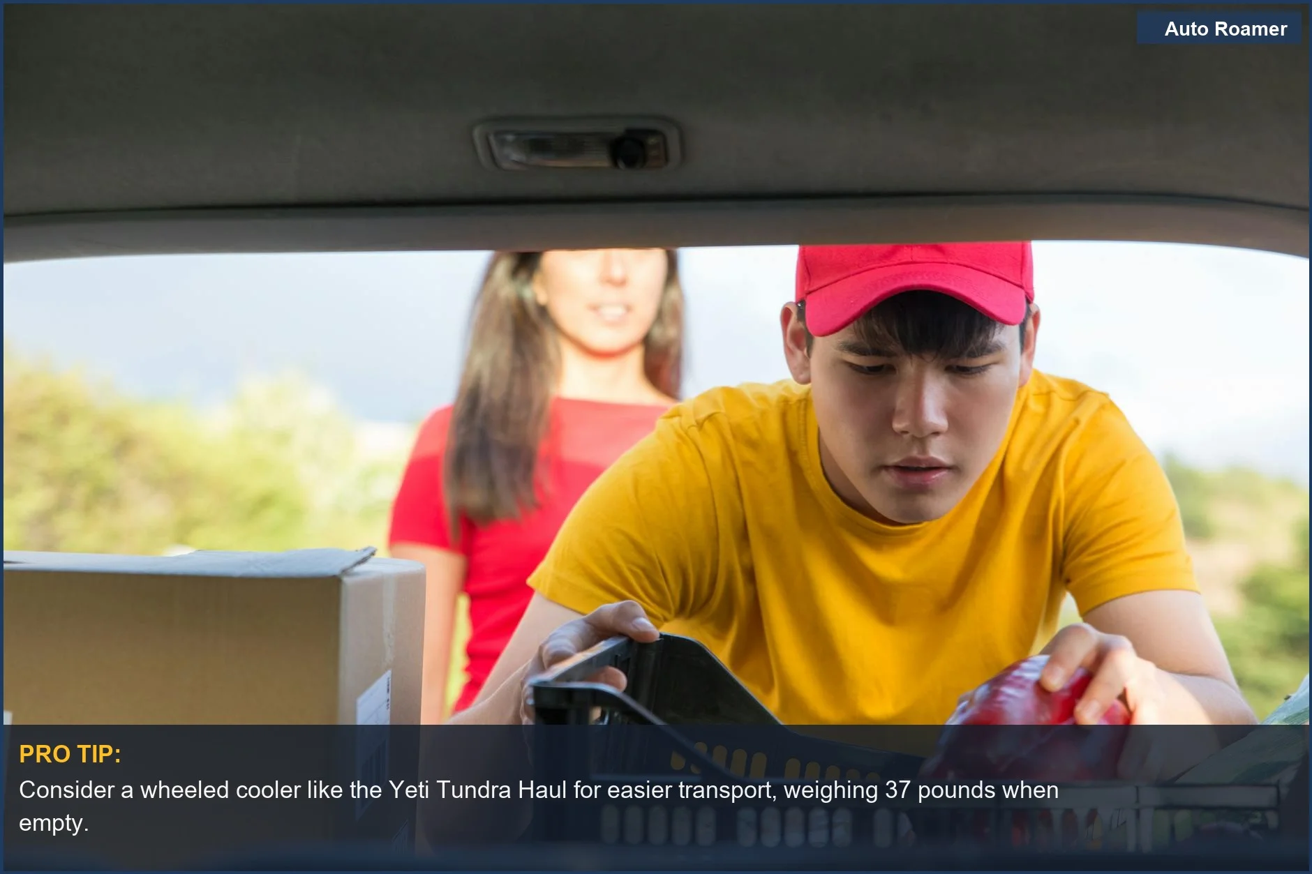 Man loading groceries into a vehicle, highlighting the importance of a reliable cooler for car camping.