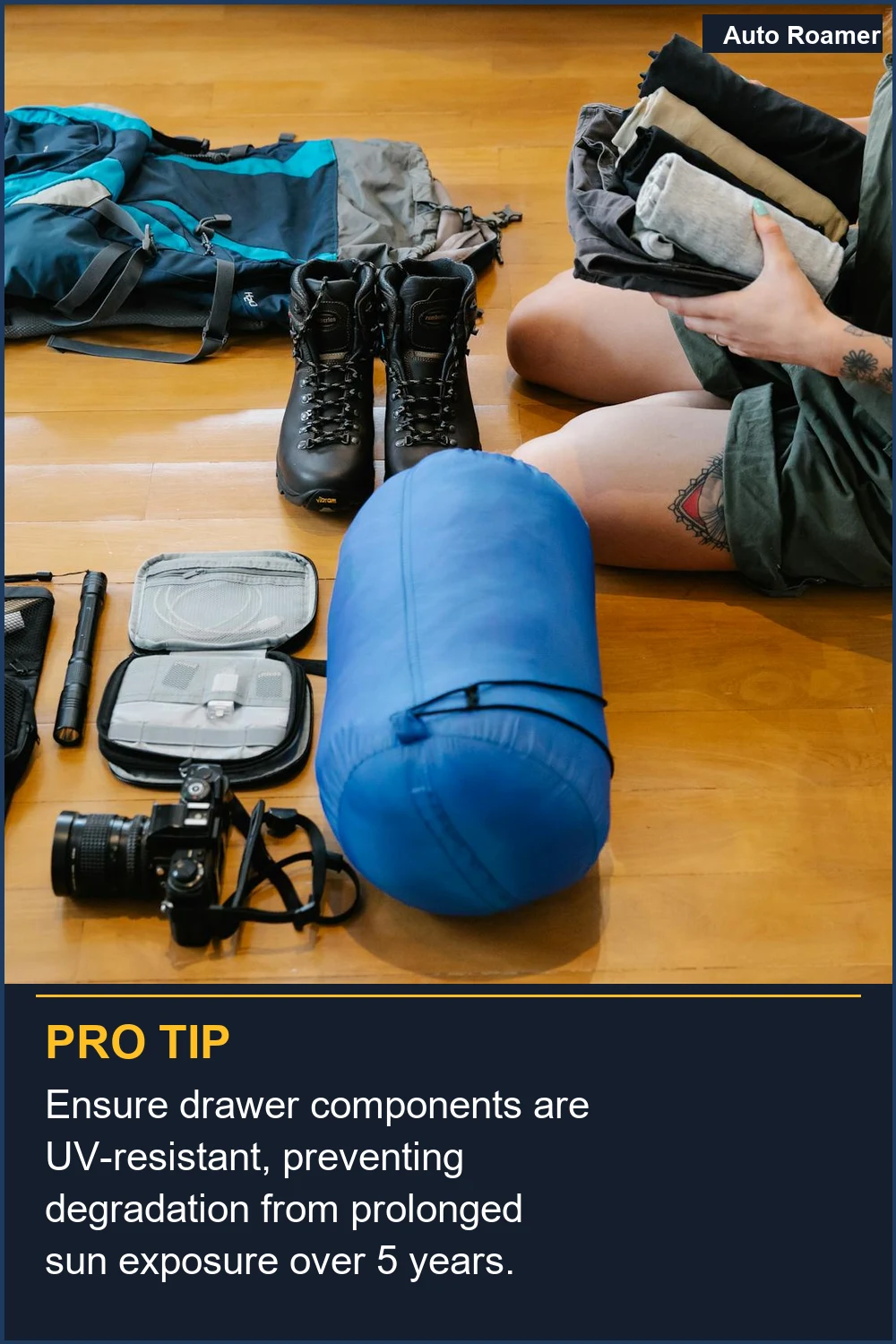 Ensure drawer components are UV-resistant, preventing degradation from prolonged sun exposure over 5 years.