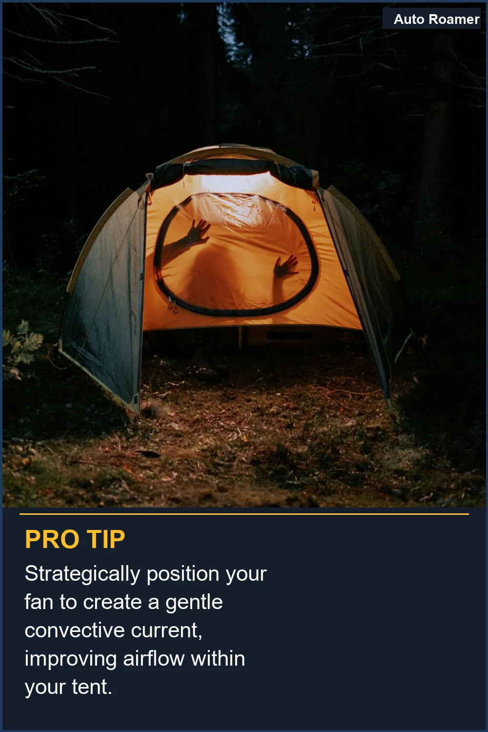 Strategically position your fan to create a gentle convective current, improving airflow within your tent.