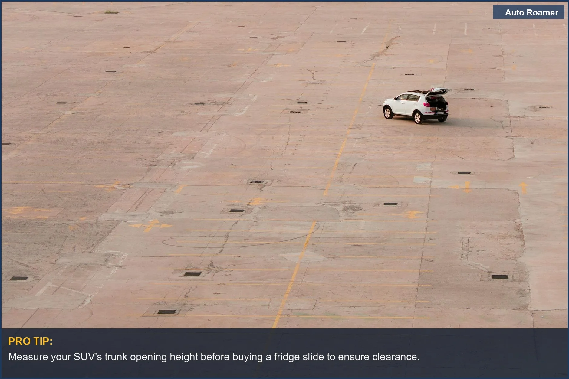Overhead view of a white SUV with an open trunk, perfect for car camping fridge slide installations.