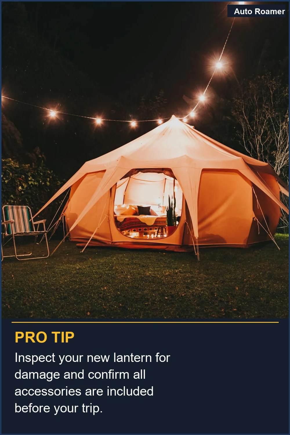 Inspect your new lantern for damage and confirm all accessories are included before your trip.