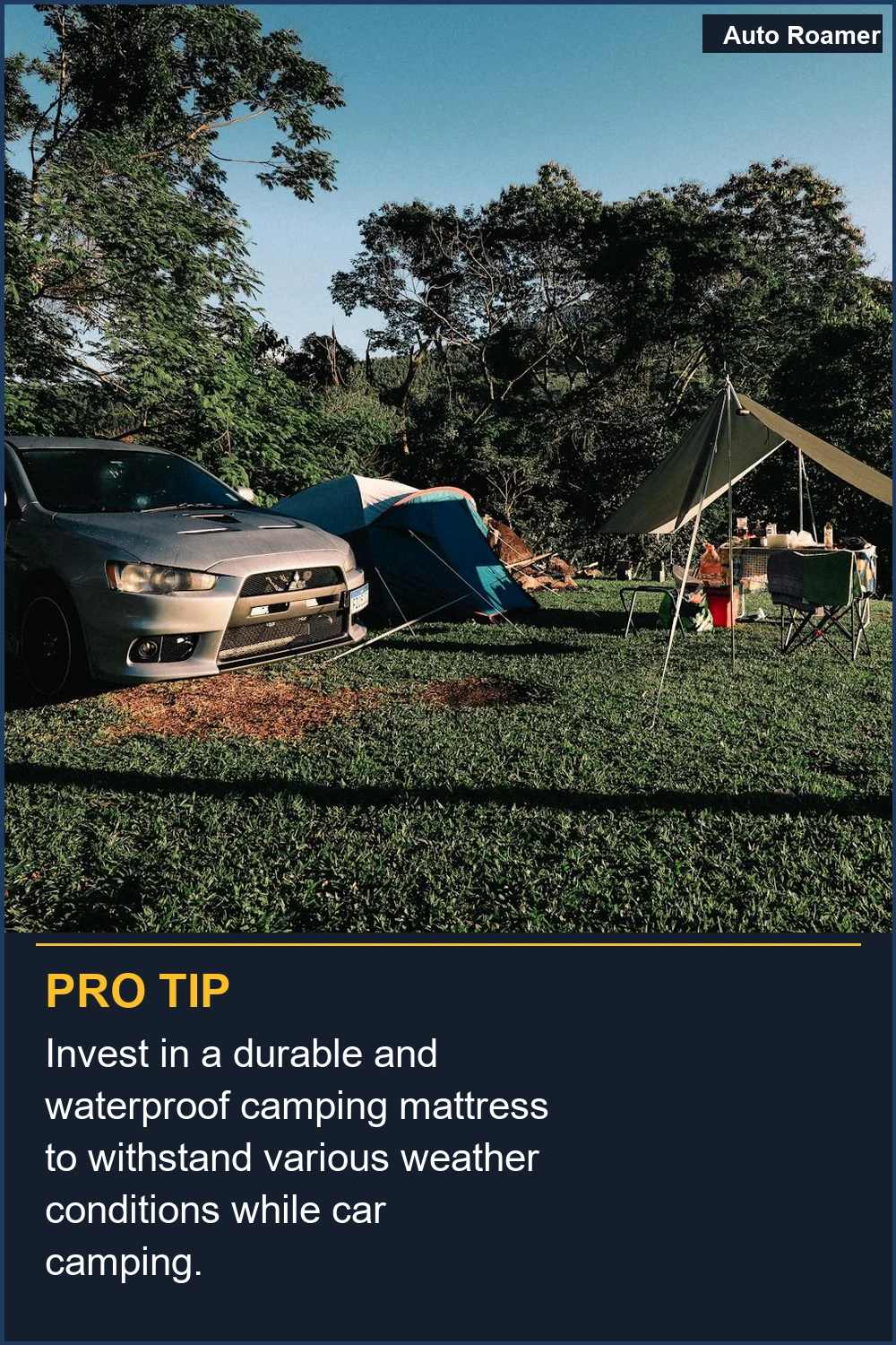 Invest in a durable and waterproof camping mattress to withstand various weather conditions while car camping.
