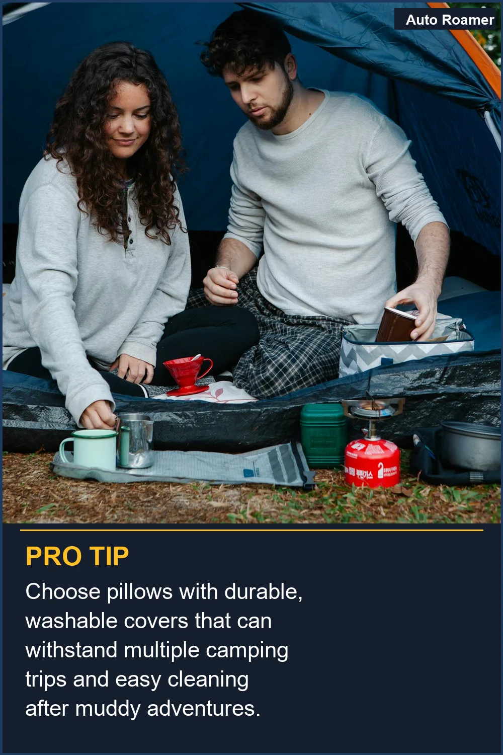 Choose pillows with durable, washable covers that can withstand multiple camping trips and easy cleaning after muddy adventures.