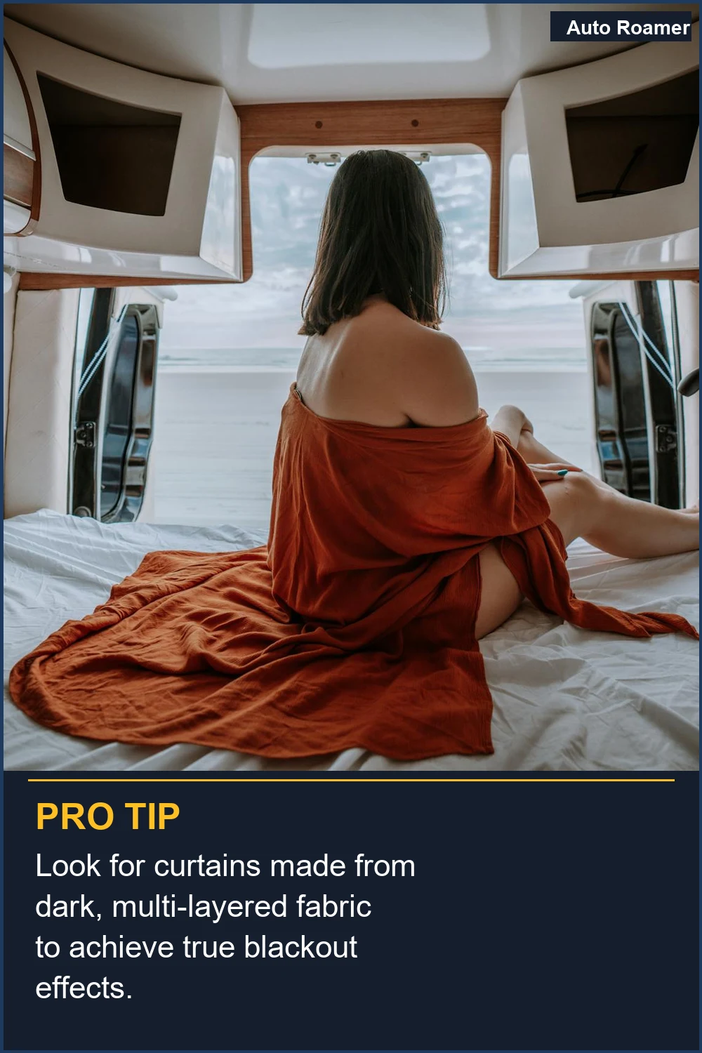 Look for curtains made from dark, multi-layered fabric to achieve true blackout effects.