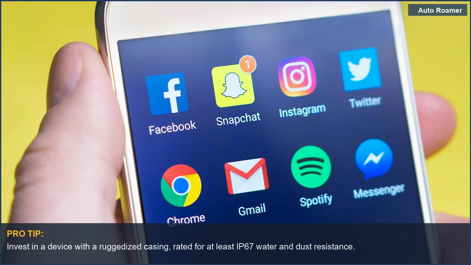 Hand holding a smartphone with apps, representing the importance of reliable communication tools, not just phones.