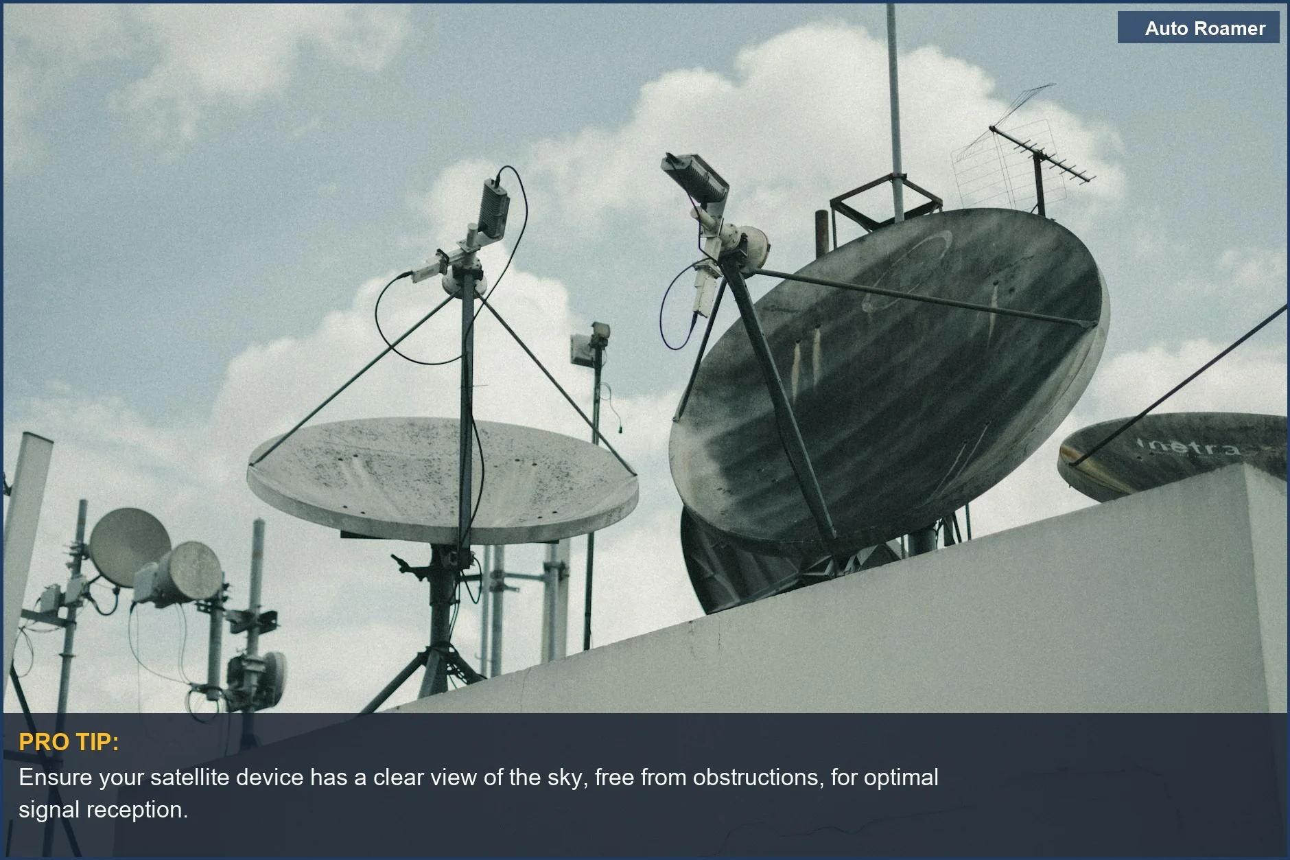 Urban rooftop satellite dishes and antennas symbolize the technology powering the best car camping satellite communicator.