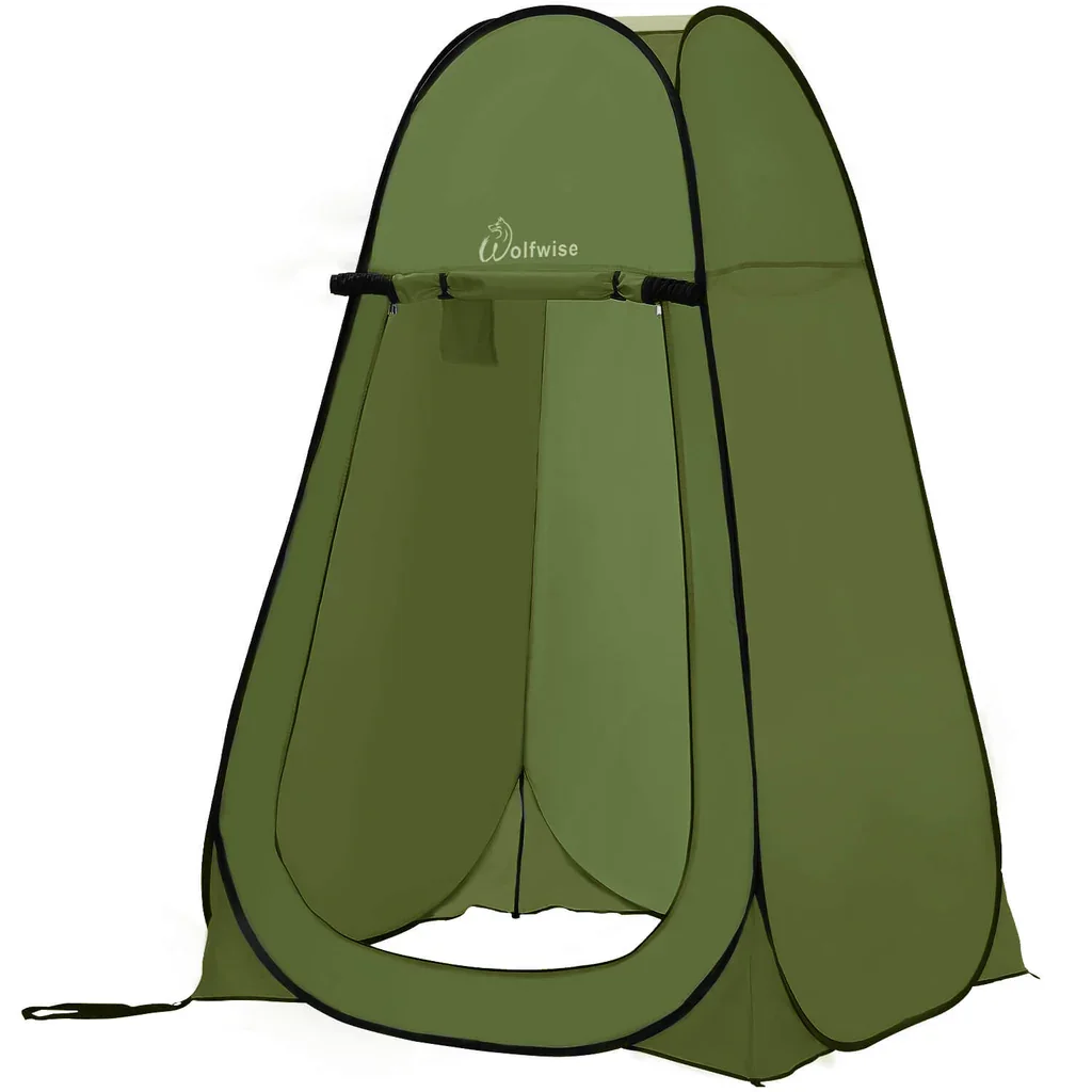 WolfWise pop-up privacy shower tent set up for car camping