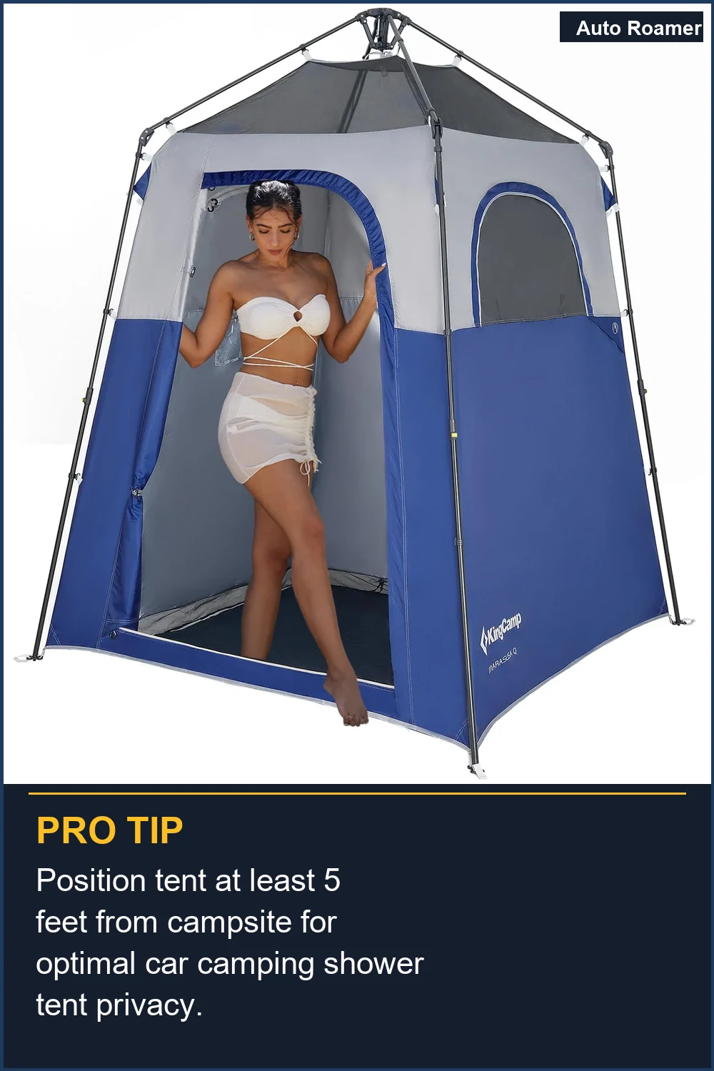 Position tent at least 5 feet from campsite for optimal car camping shower tent privacy.