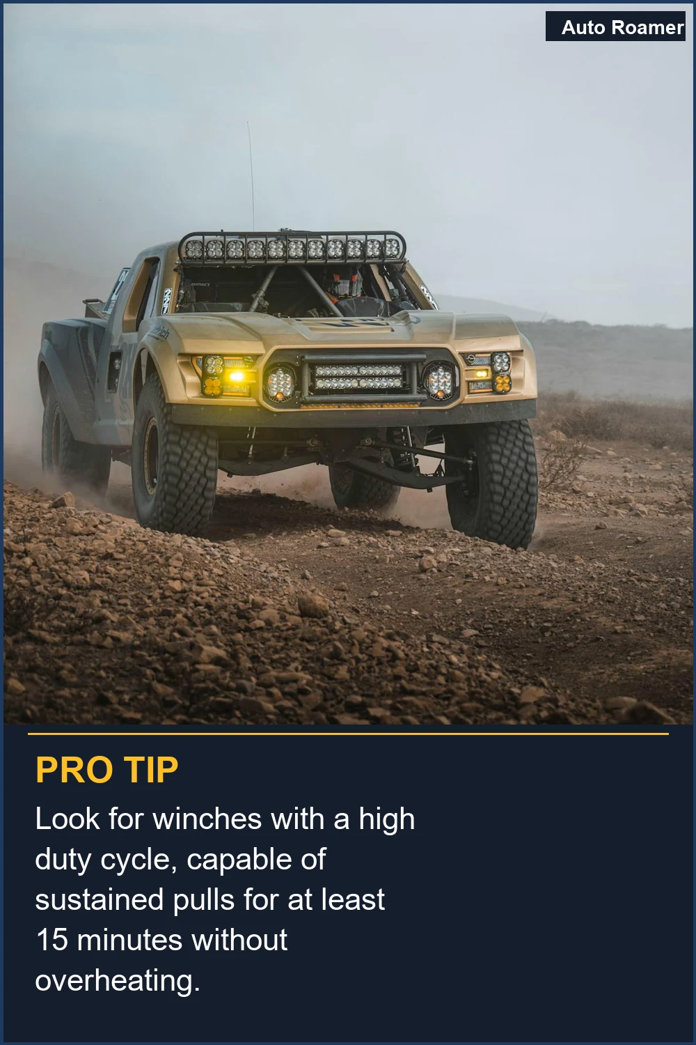 Look for winches with a high duty cycle, capable of sustained pulls for at least 15 minutes without overheating.