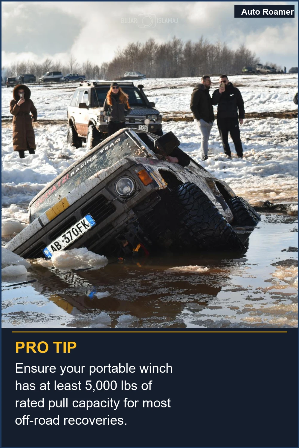 Ensure your portable winch has at least 5,000 lbs of rated pull capacity for most off-road recoveries.