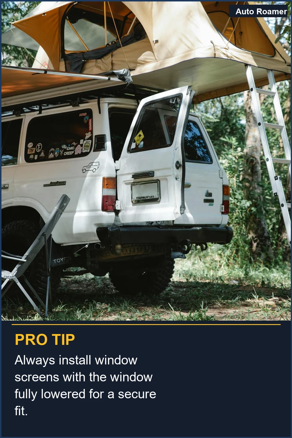 Always install window screens with the window fully lowered for a secure fit.