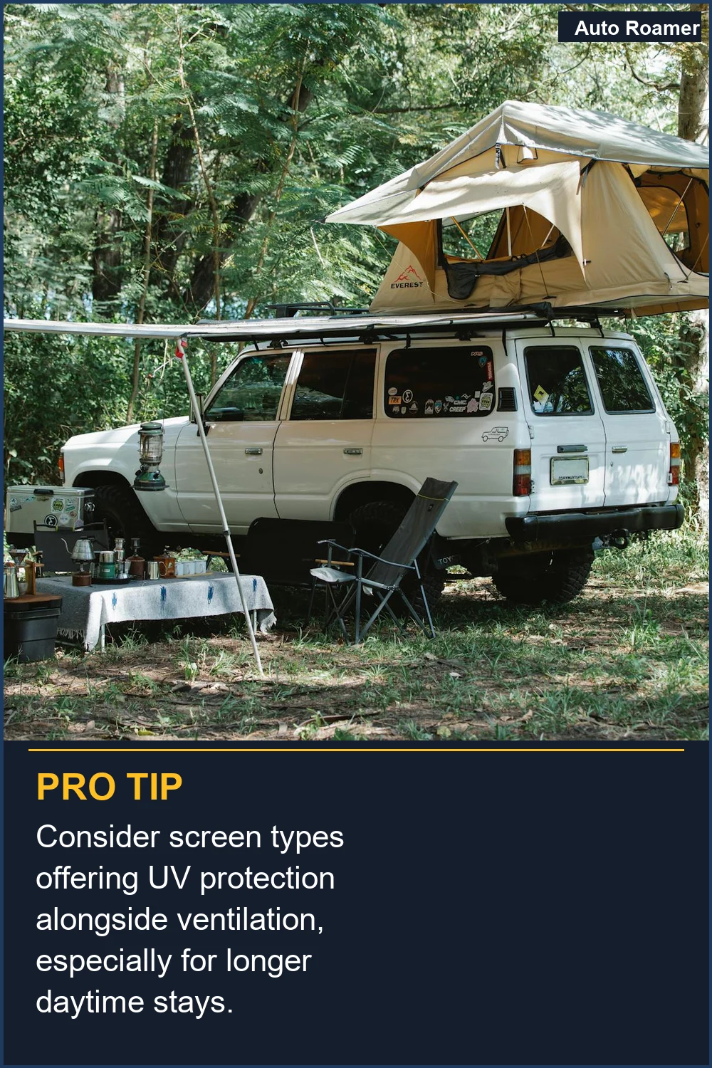 Consider screen types offering UV protection alongside ventilation, especially for longer daytime stays.