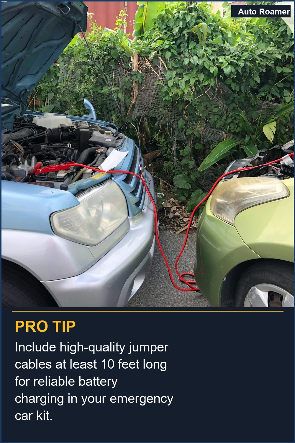 Include high-quality jumper cables at least 10 feet long for reliable battery charging in your emergency car kit.