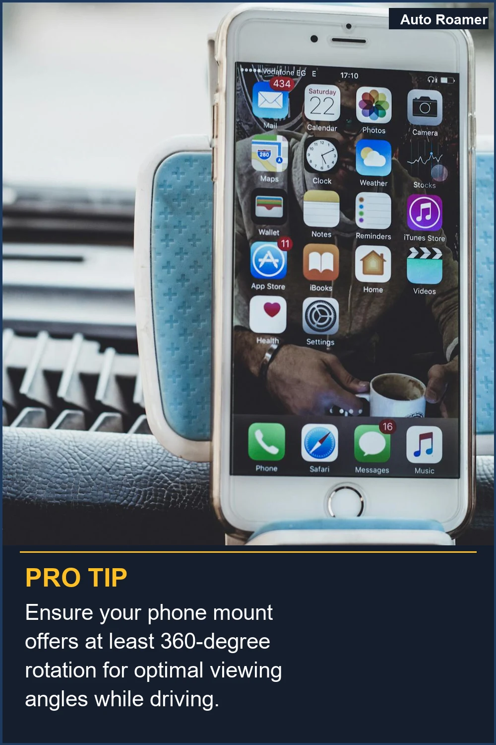 Ensure your phone mount offers at least 360-degree rotation for optimal viewing angles while driving.