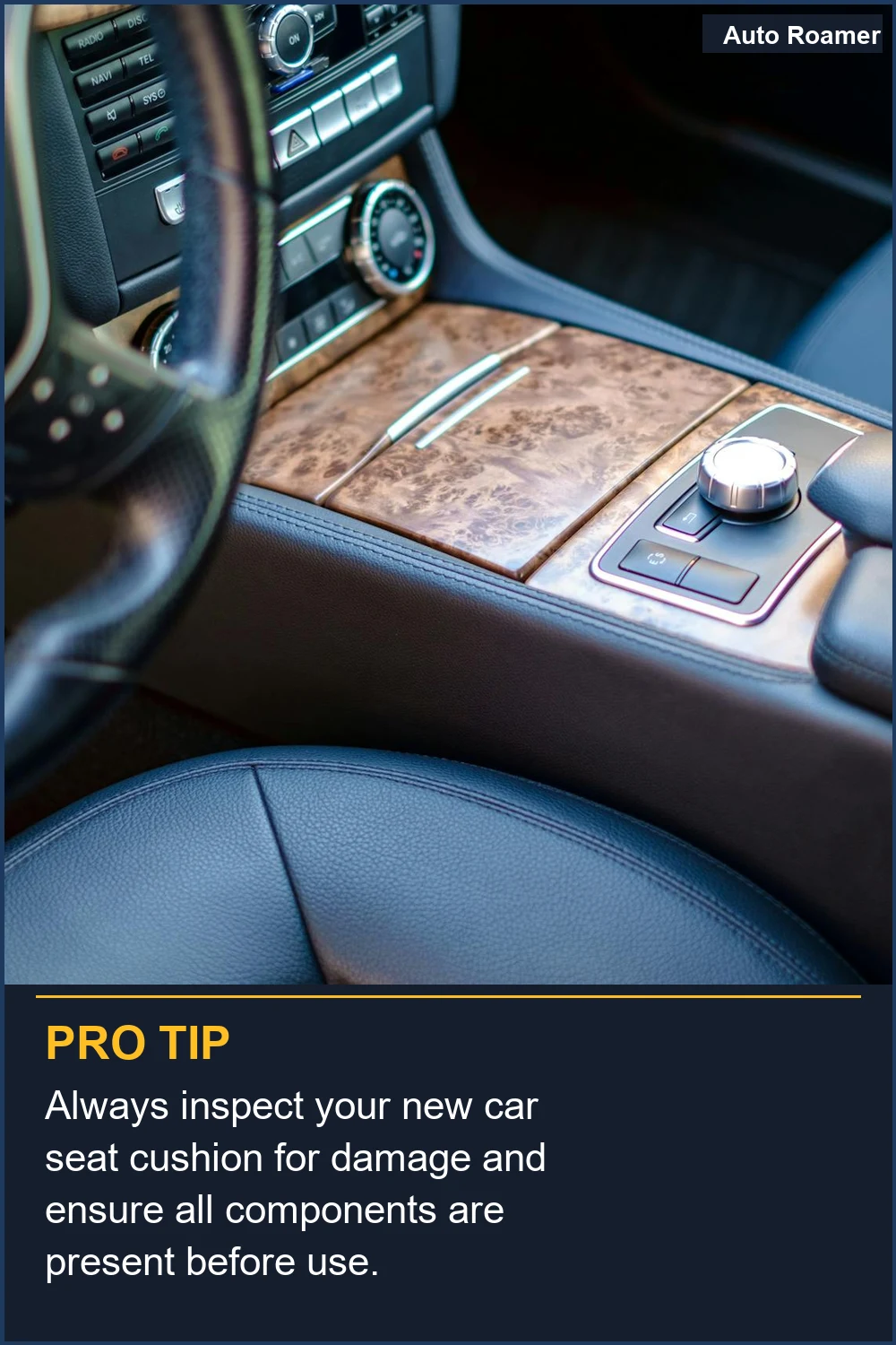 Always inspect your new car seat cushion for damage and ensure all components are present before use.