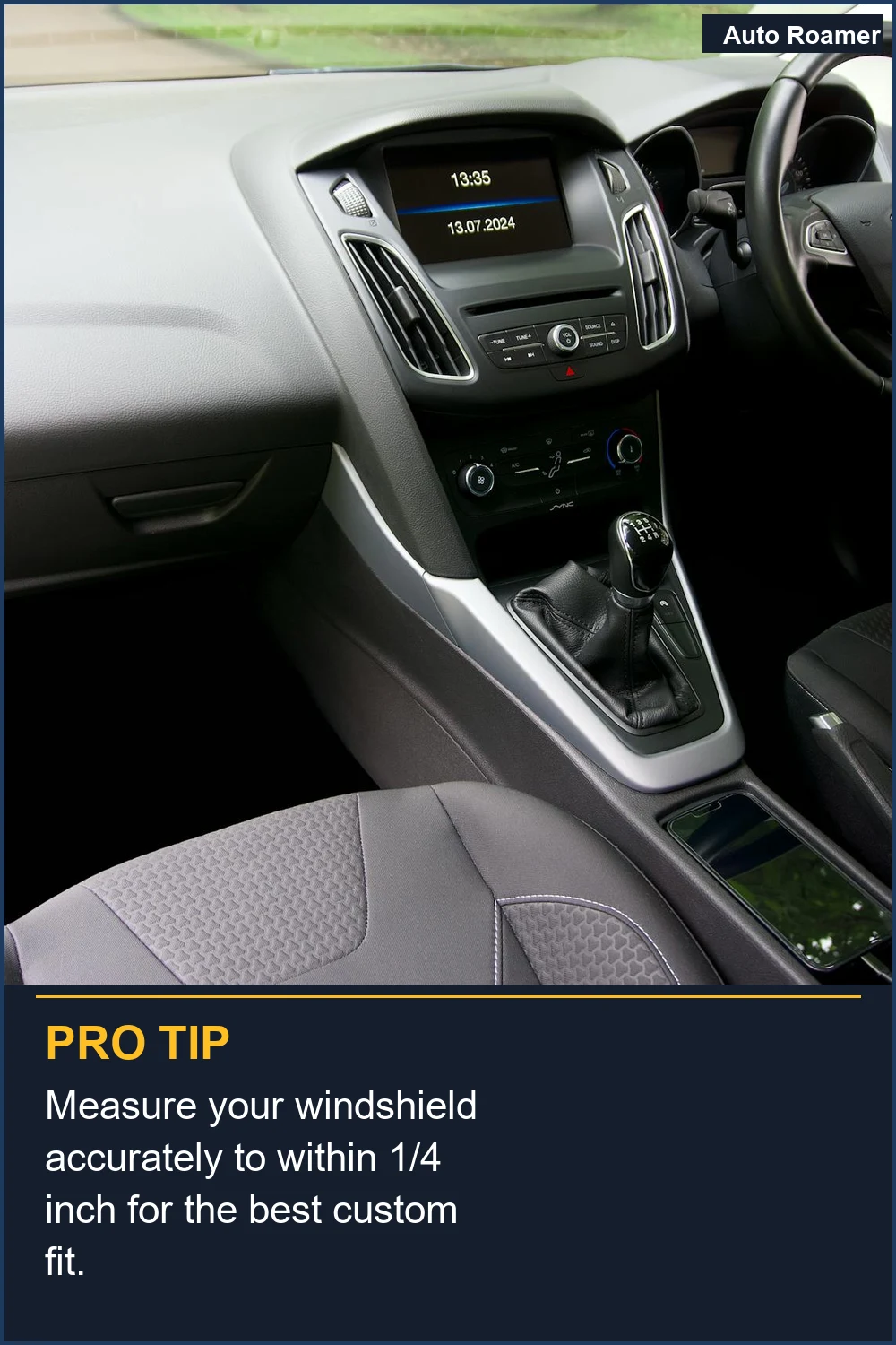 Mide tu parabrisas con precisión hasta 1/4 de pulgada para obtener el mejor ajuste personalizado.