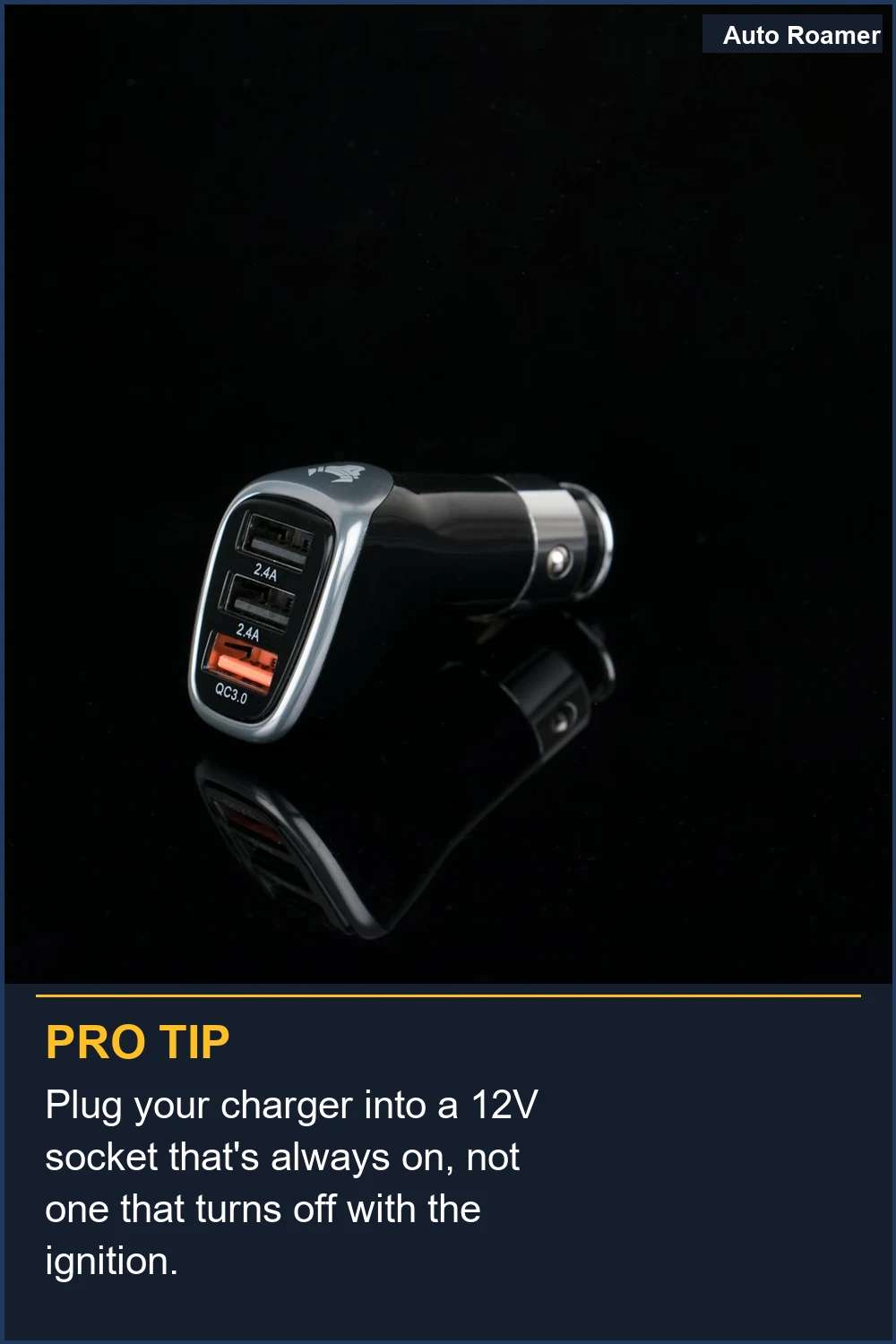 Plug your charger into a 12V socket that's always on, not one that turns off with the ignition.