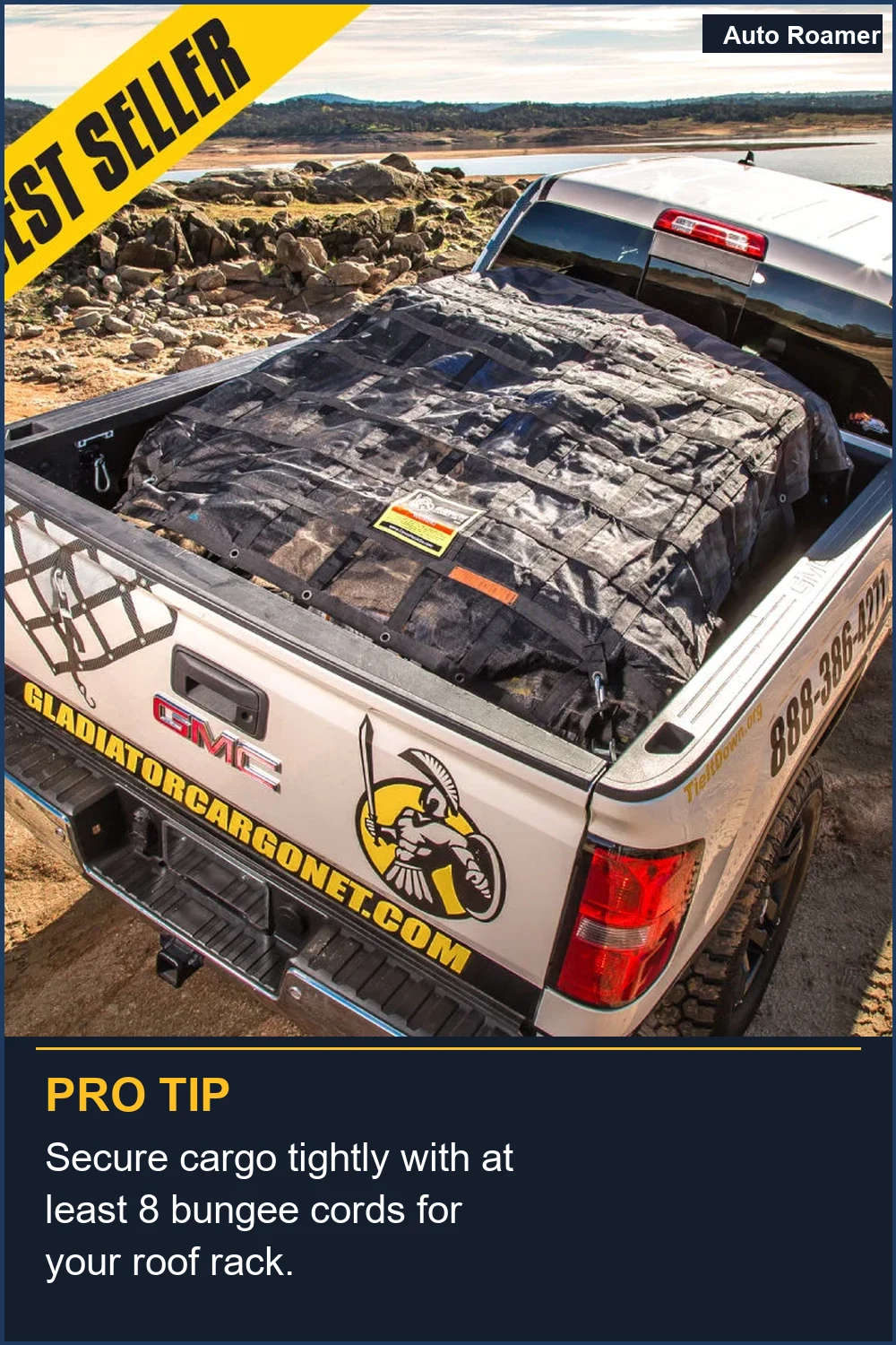 Secure cargo tightly with at least 8 bungee cords for your roof rack.