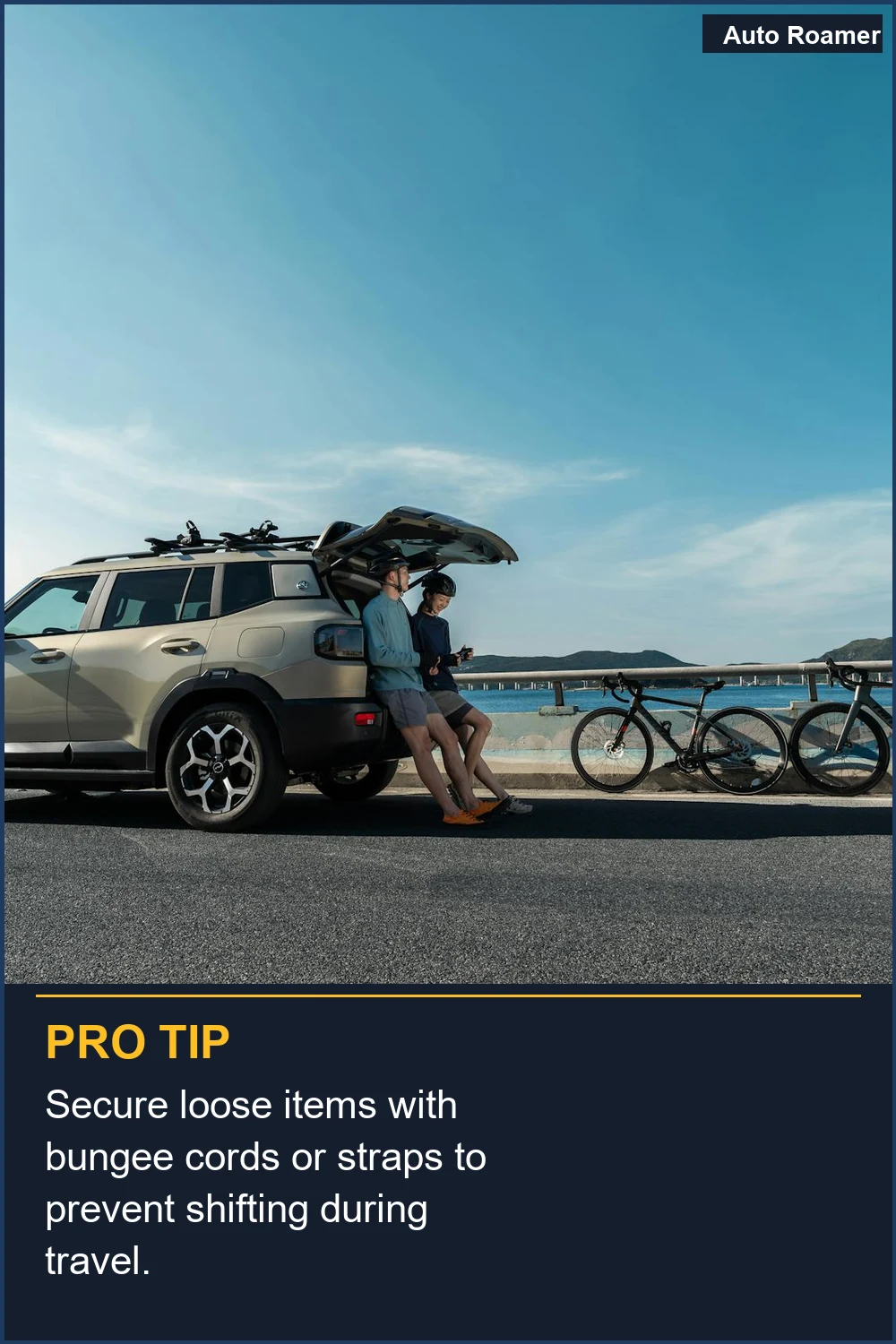 Secure loose items with bungee cords or straps to prevent shifting during travel.