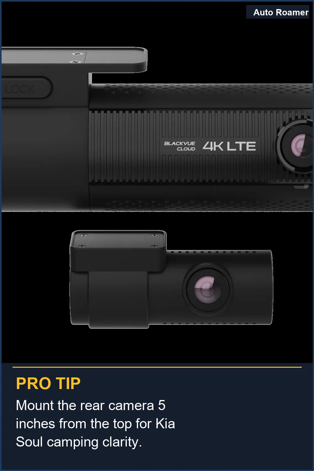 Mount the rear camera 5 inches from the top for Kia Soul camping clarity.