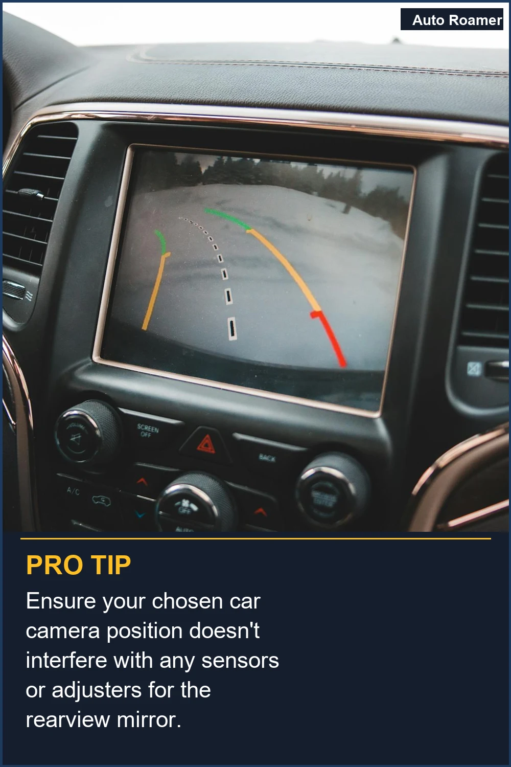 Ensure your chosen car camera position doesn't interfere with any sensors or adjusters for the rearview mirror.