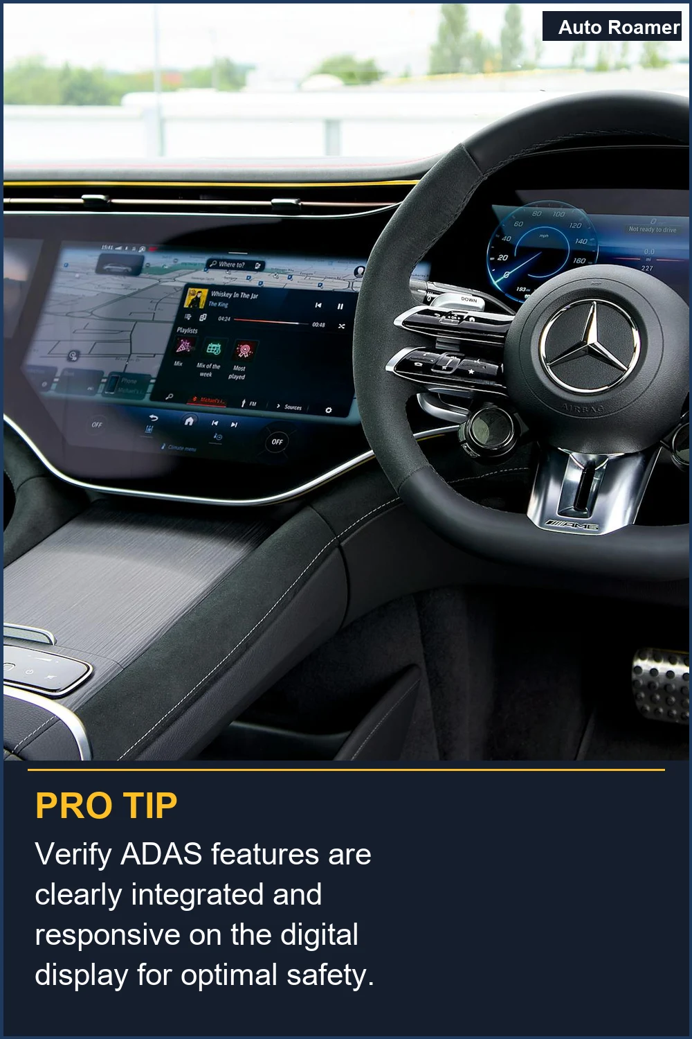 Verify ADAS features are clearly integrated and responsive on the digital display for optimal safety.