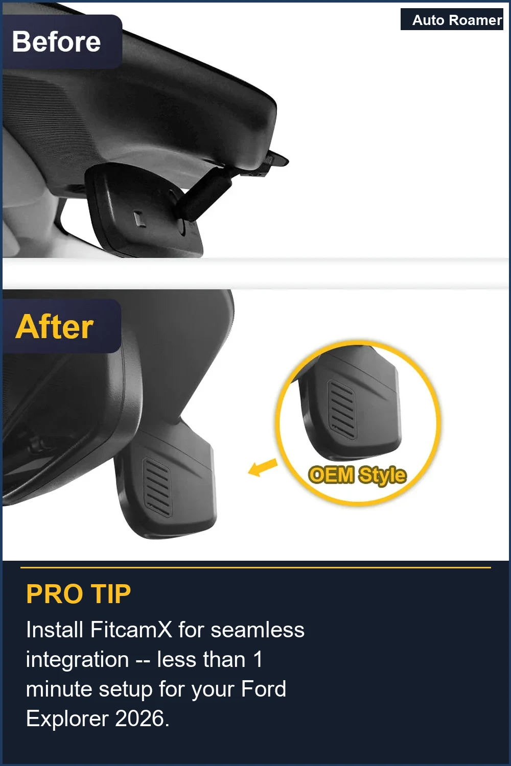 Install FitcamX for seamless integration -- less than 1 minute setup for your Ford Explorer 2026.