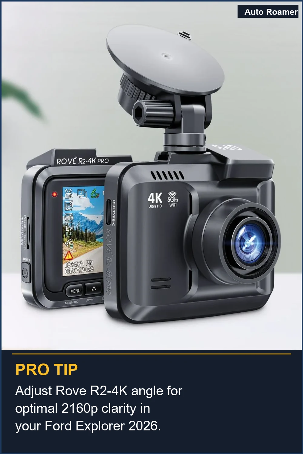 Adjust Rove R2-4K angle for optimal 2160p clarity in your Ford Explorer 2026.