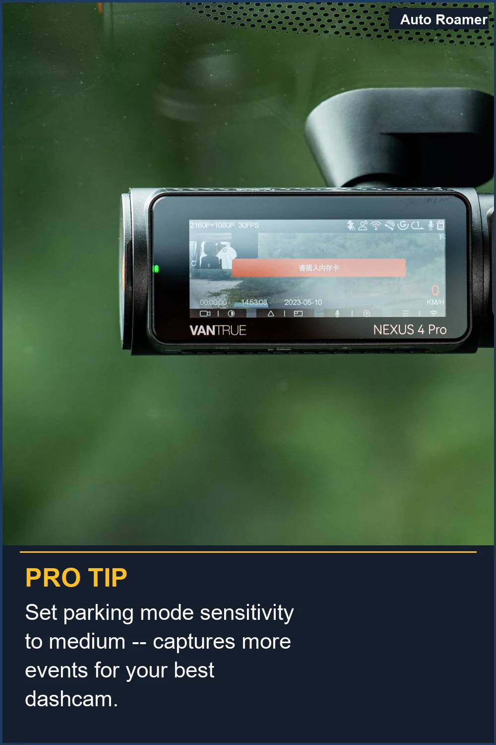 Ajusta la sensibilidad del modo aparcamiento a media: captura más eventos para tu mejor dashcam.