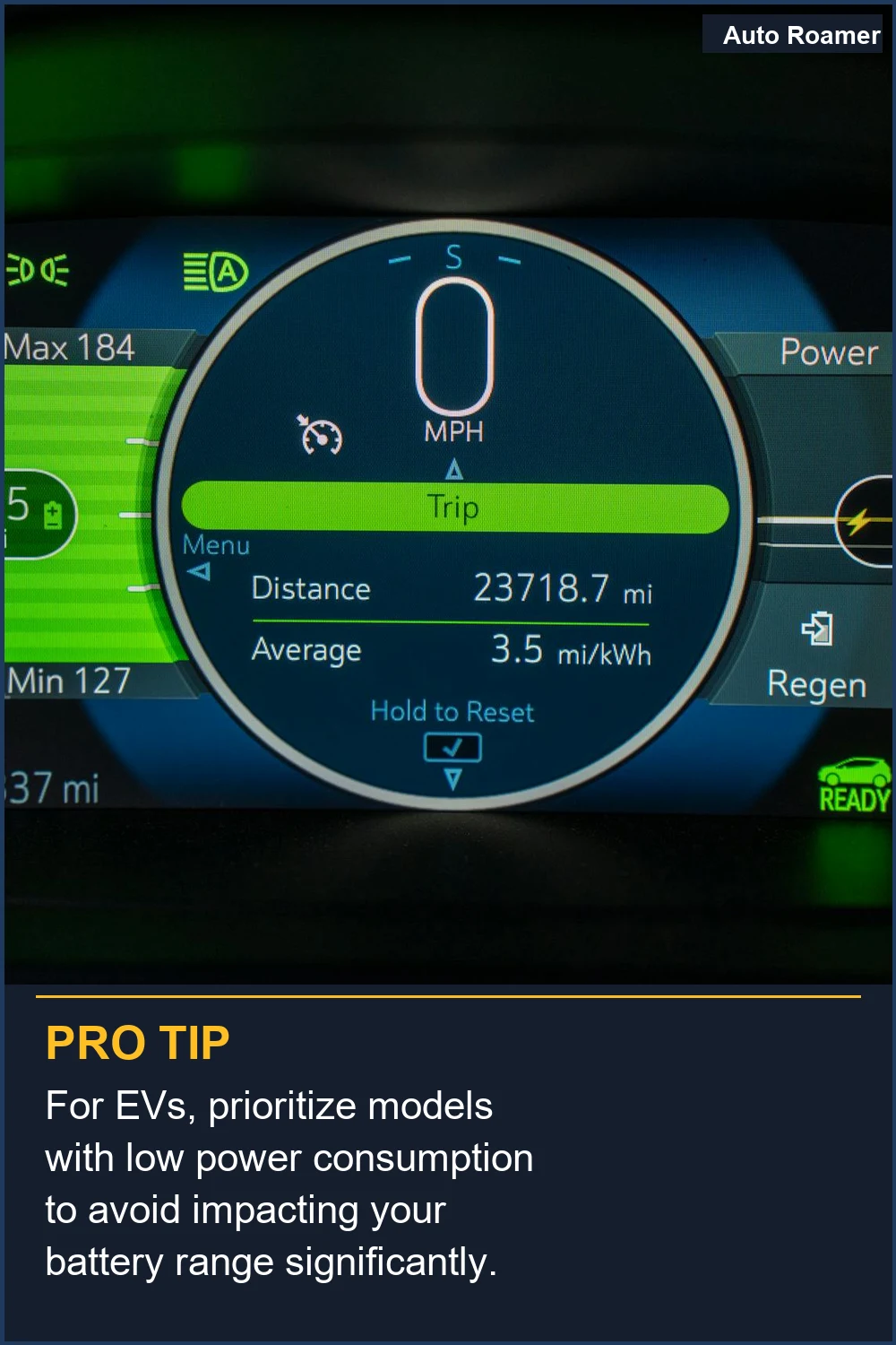 For EVs, prioritize models with low power consumption to avoid impacting your battery range significantly.