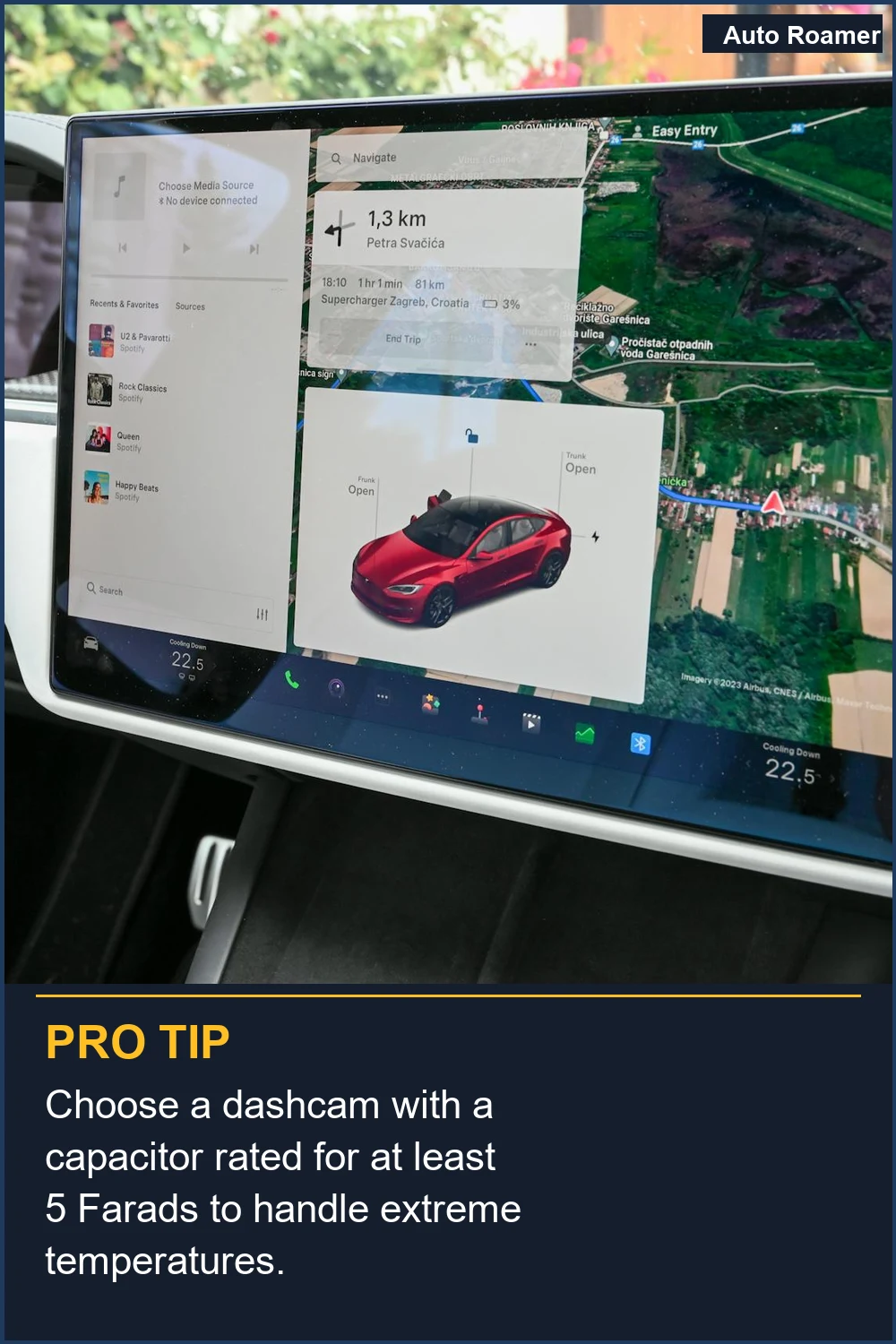 Choose a dashcam with a capacitor rated for at least 5 Farads to handle extreme temperatures.