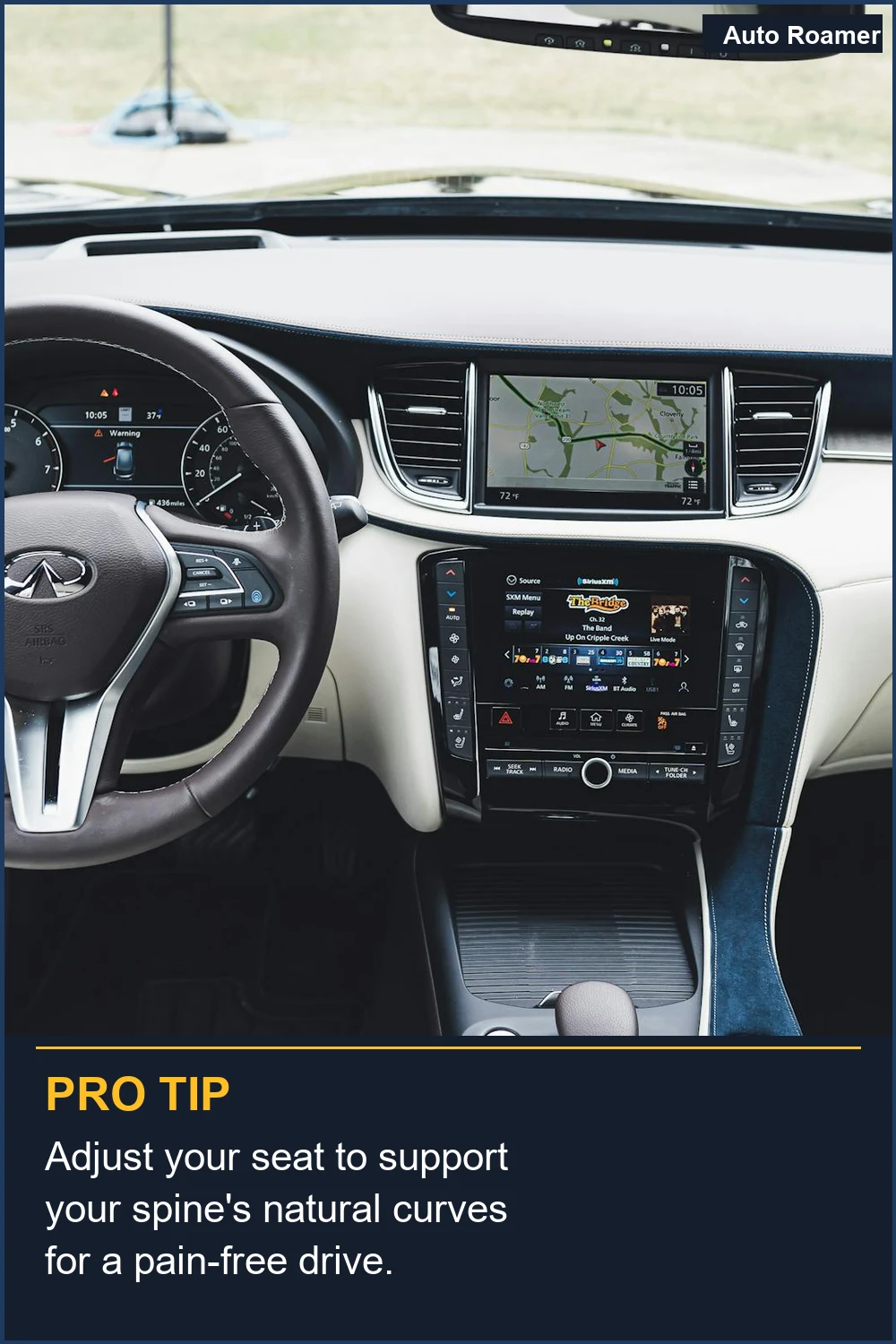 Adjust your seat to support your spine's natural curves for a pain-free drive.