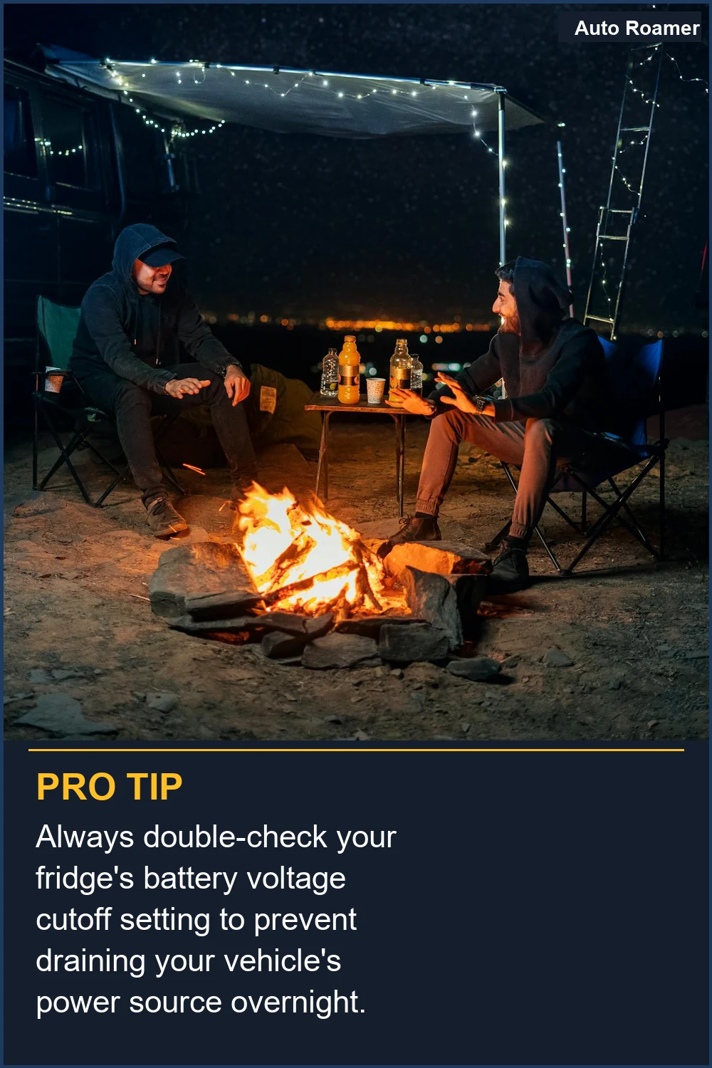 Always double-check your fridge's battery voltage cutoff setting to prevent draining your vehicle's power source overnight.