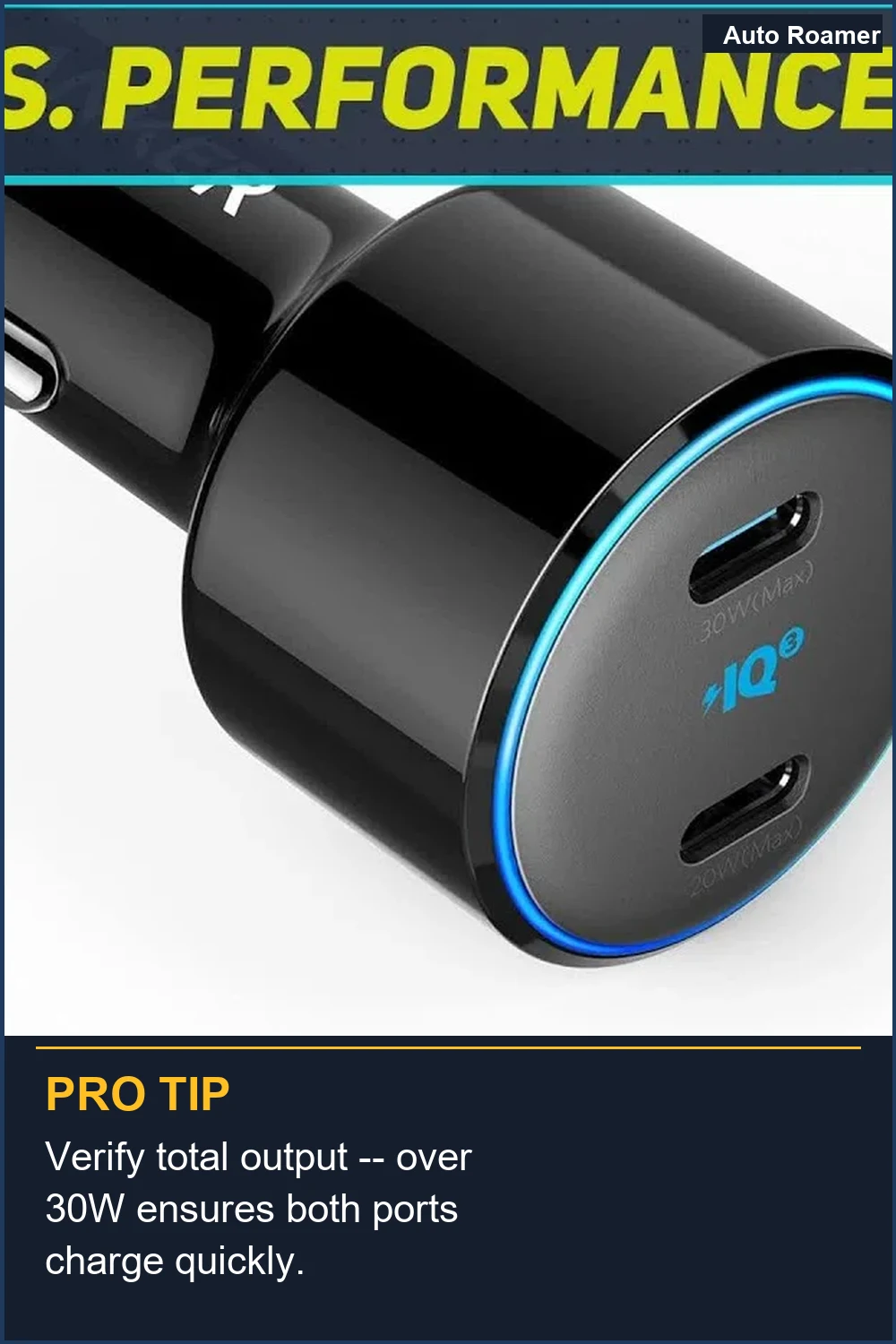 Verify total output -- over 30W ensures both ports charge quickly.