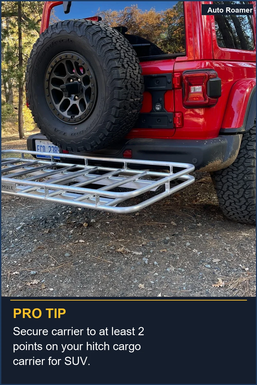 Secure carrier to at least 2 points on your hitch cargo carrier for SUV.