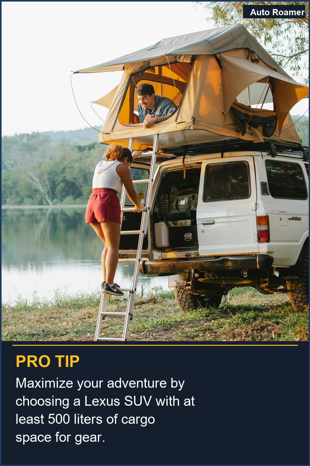 Maximiza tu aventura eligiendo un SUV Lexus con al menos 500 litros de espacio de carga para el equipo.