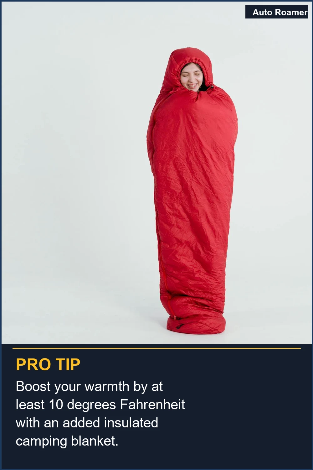 Boost your warmth by at least 10 degrees Fahrenheit with an added insulated camping blanket.