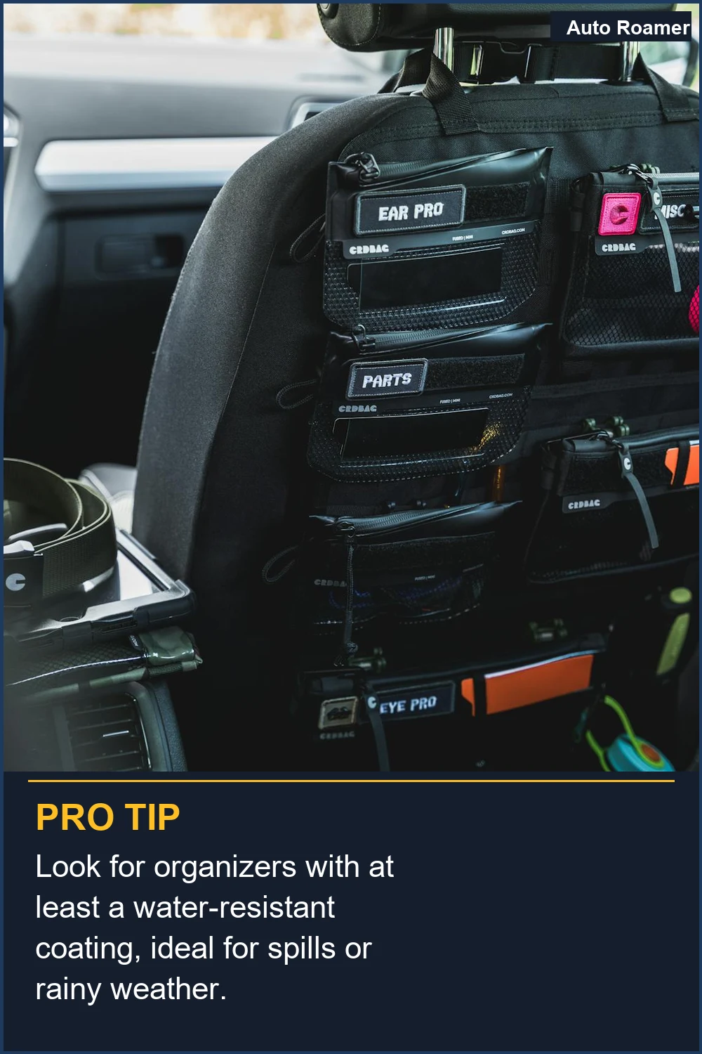 Look for organizers with at least a water-resistant coating, ideal for spills or rainy weather.