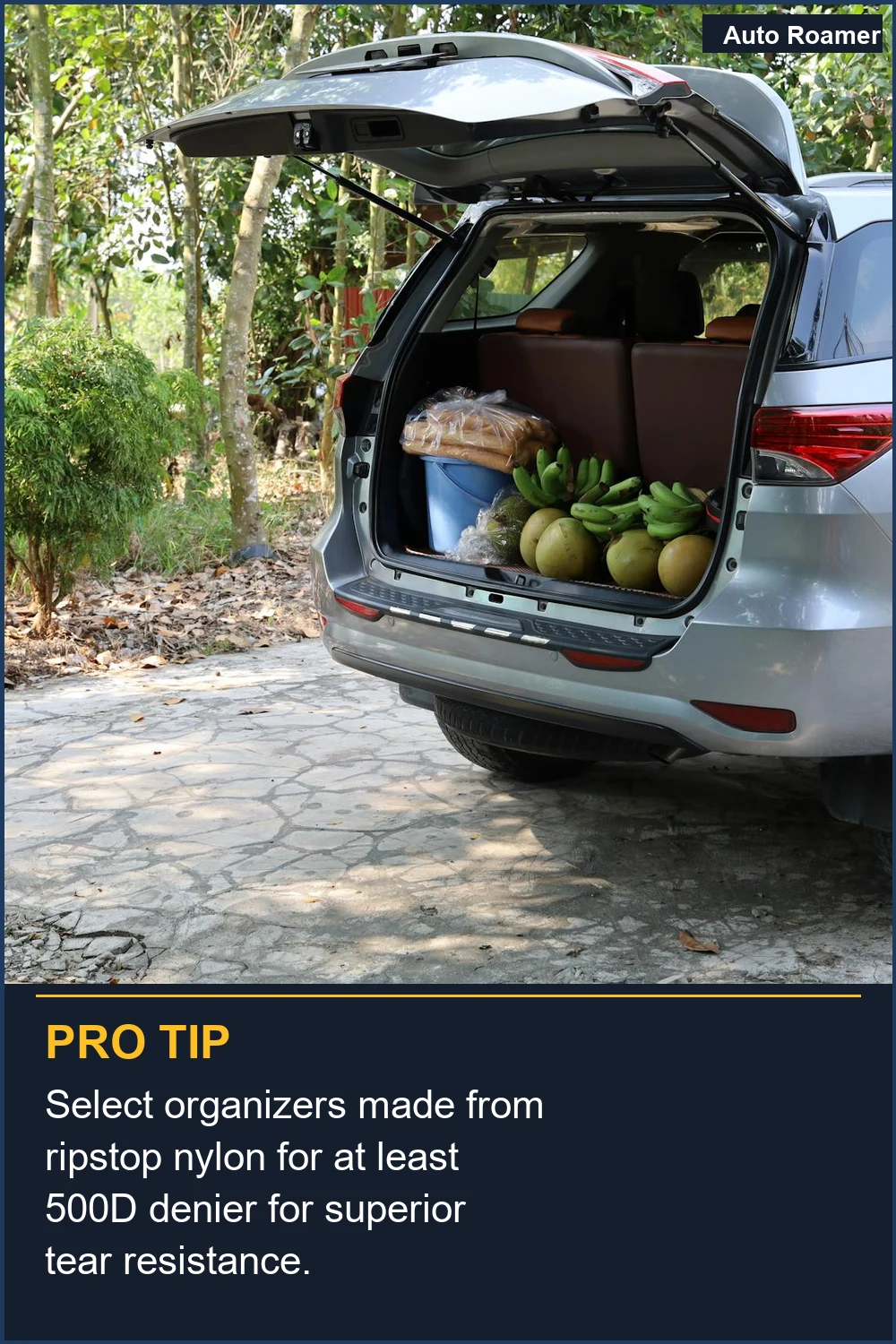 Select organizers made from ripstop nylon for at least 500D denier for superior tear resistance.