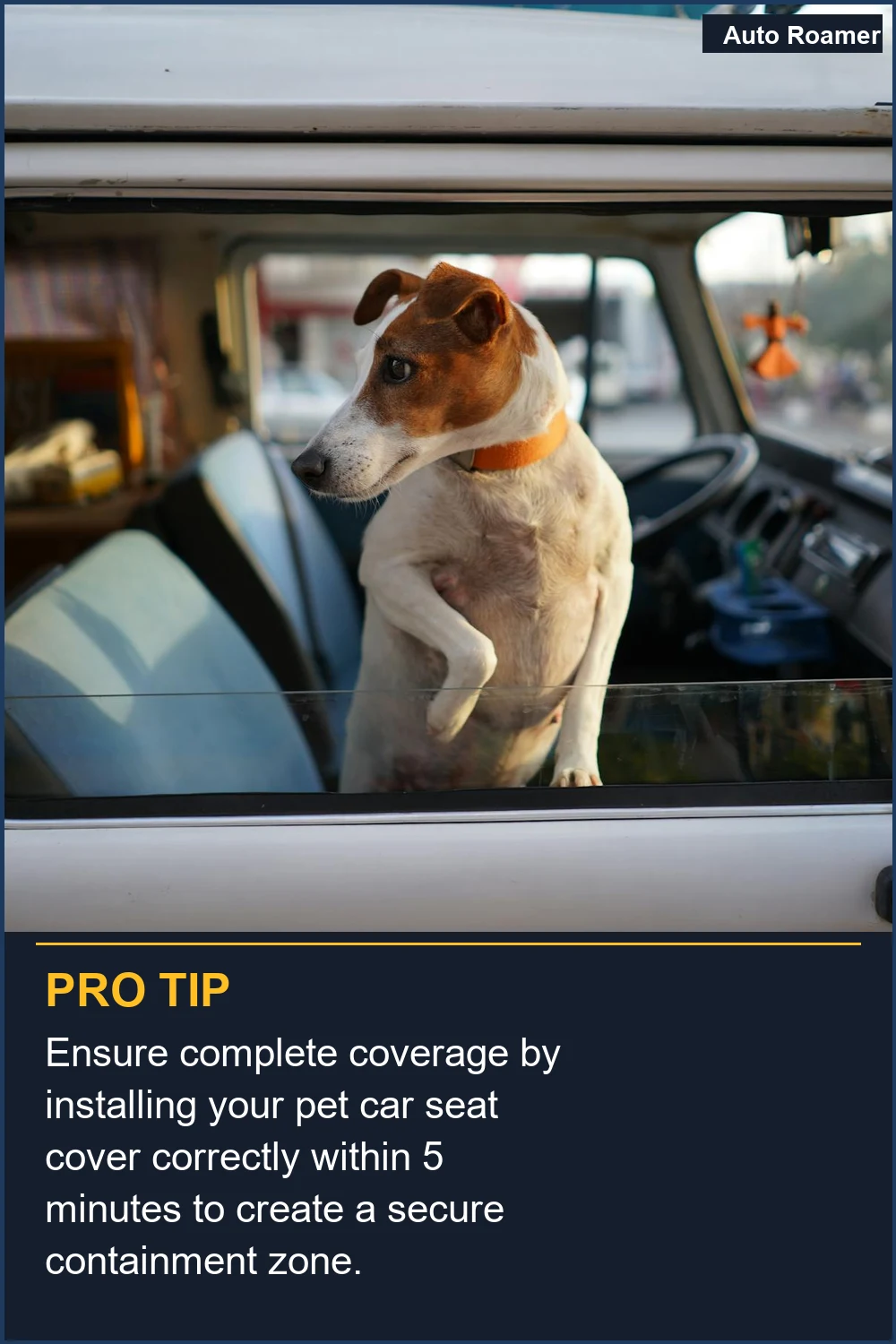 Ensure complete coverage by installing your pet car seat cover correctly within 5 minutes to create a secure containment zone.