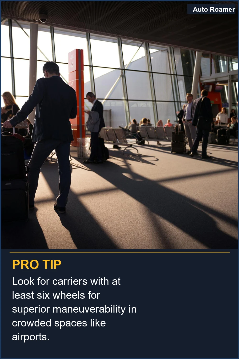 Look for carriers with at least six wheels for superior maneuverability in crowded spaces like airports.